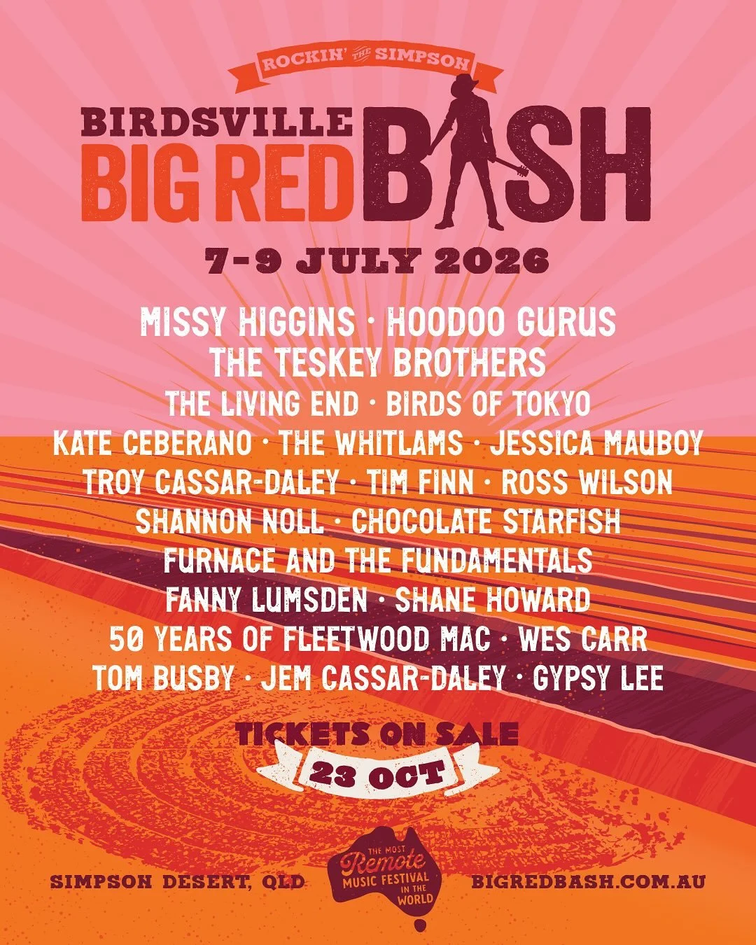 @bigredbash and @mundimundibash line-ups just dropped 🚨 Sign up for pre-sale and gear up for two of the most unique festival experiences you&rsquo;ll find anywhere in the world.