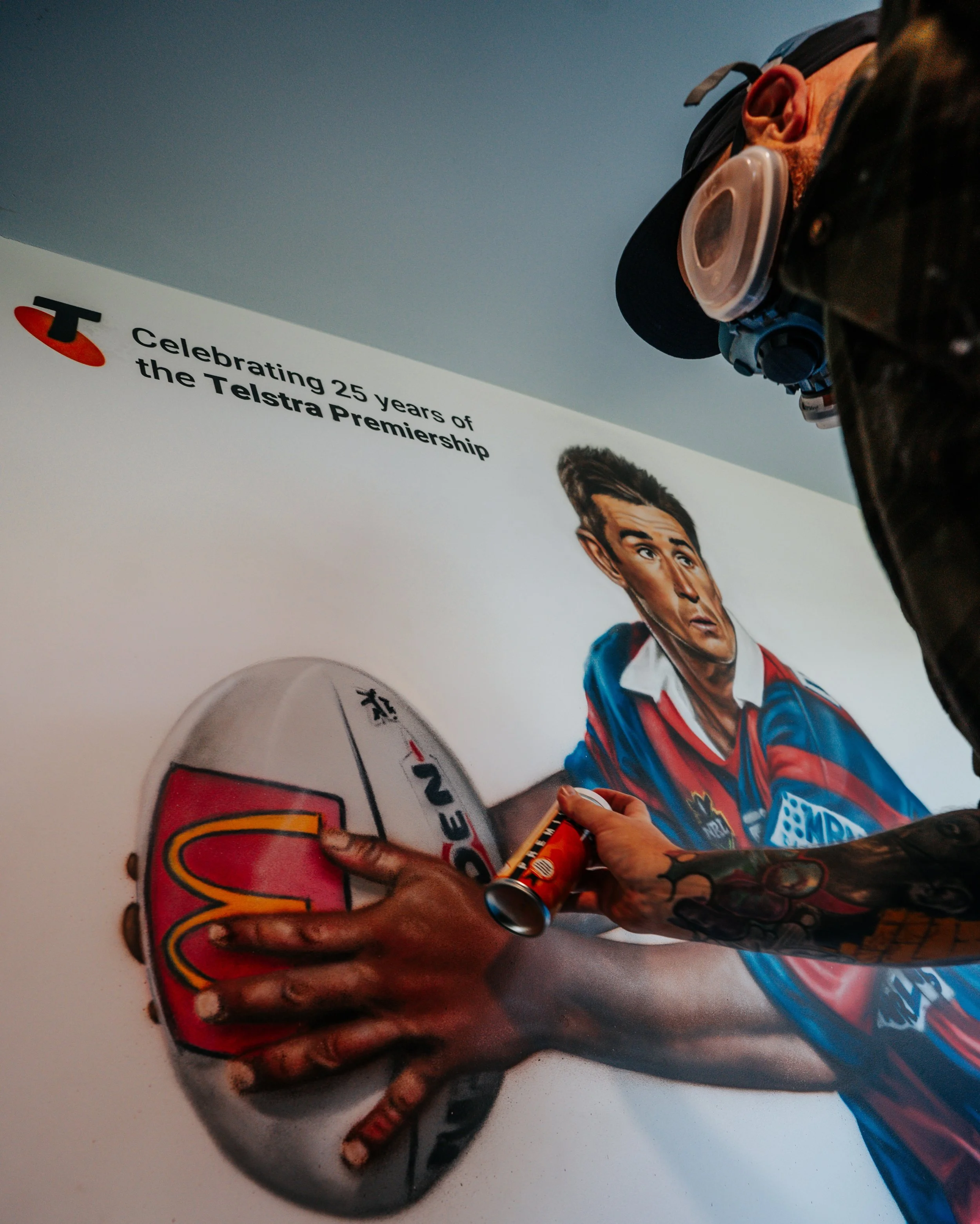 A few BTS frames from a recent one with @blankwalls__ x Telstra x NRL x @nrlknights 🎨