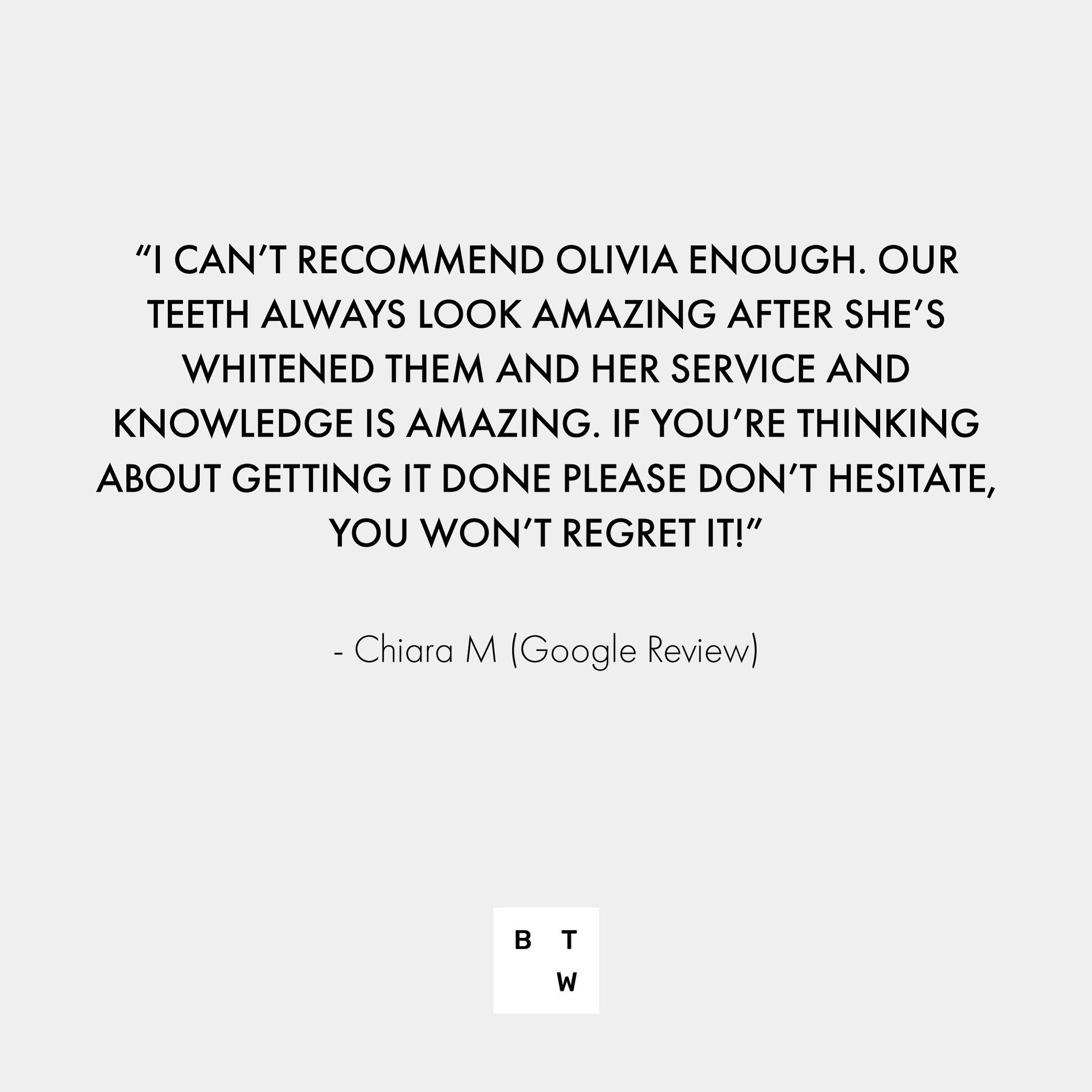 The sweetest review from my adored regular clients Chiara and Adam 🤍 These two have been seeing me for the last 3 years for regular 6 monthly top-up&rsquo;s. 
⁣⁣
⁣They have now been able to achieve their brightest shade possible due to their consist
