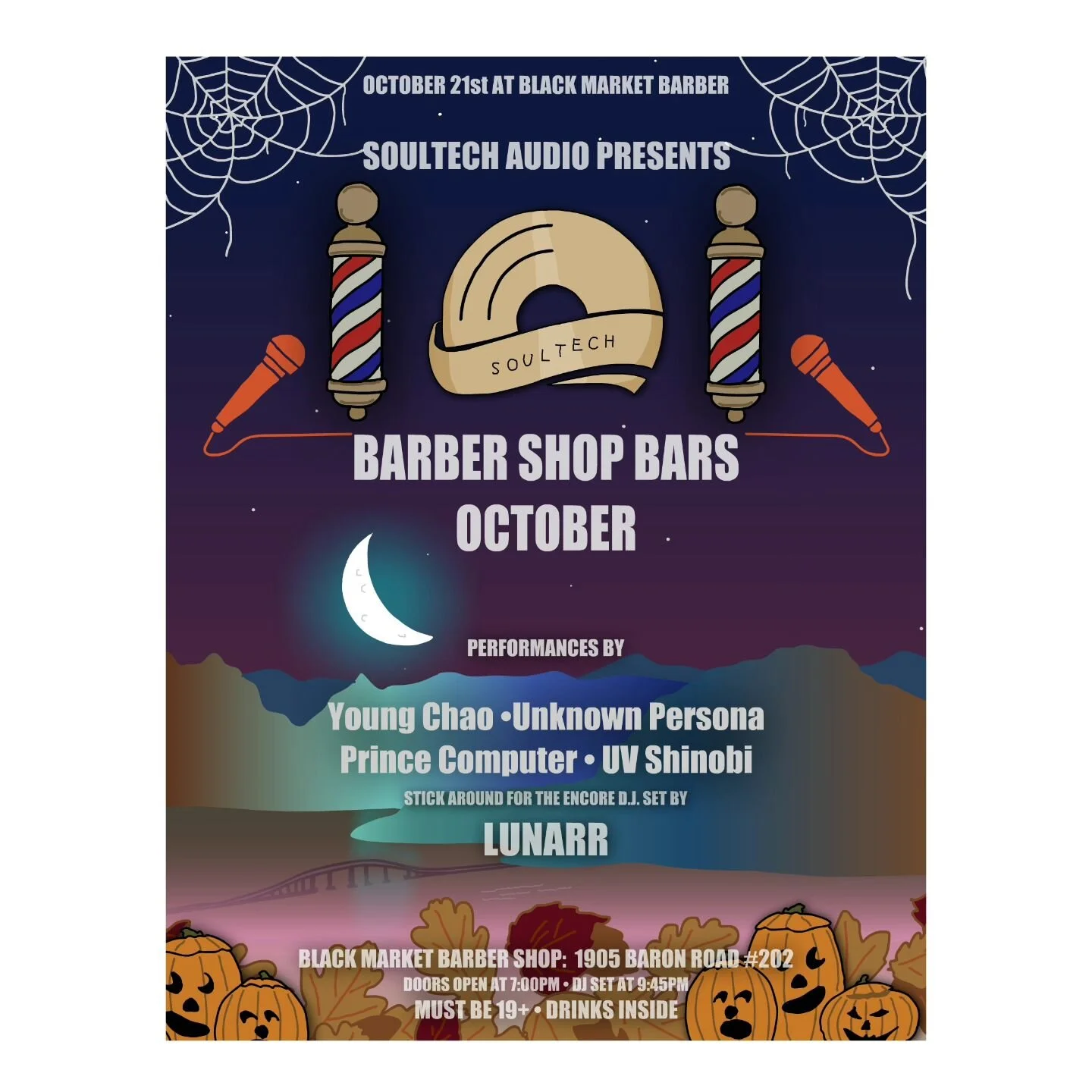 ❗UPCOMING LIVE SHOW ❗
Barber Shop Bars October - OCT. 21ST!!
__________________________________________________
&bull; Tickets available NOW (link in bio) &bull;
&bull; Costumes must allow identification of your face &bull;

&bull; Performances by @y