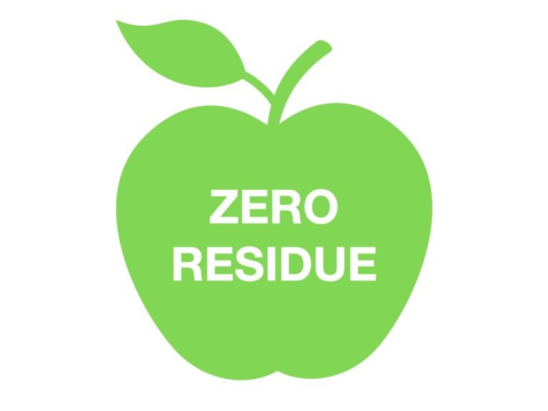 Green apple icon with text "Zero Residue"