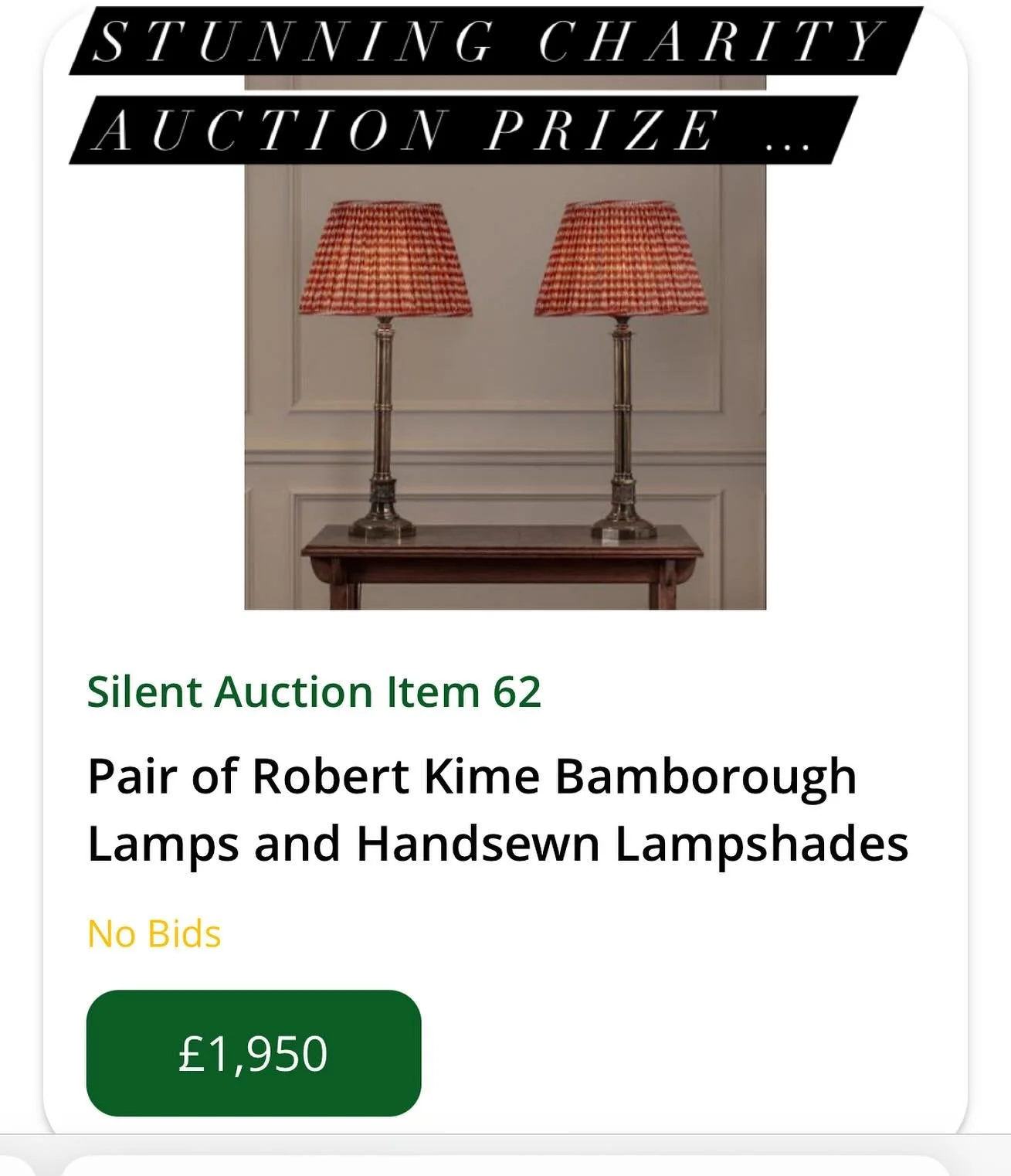 One of many incredible prizes being auctioned this weekend @hilldropfarm generously donated by @robertkime https://uk.givergy.com/Hilldrop-ATECharityEvent/?controller=lots&amp;category=All+Lots
