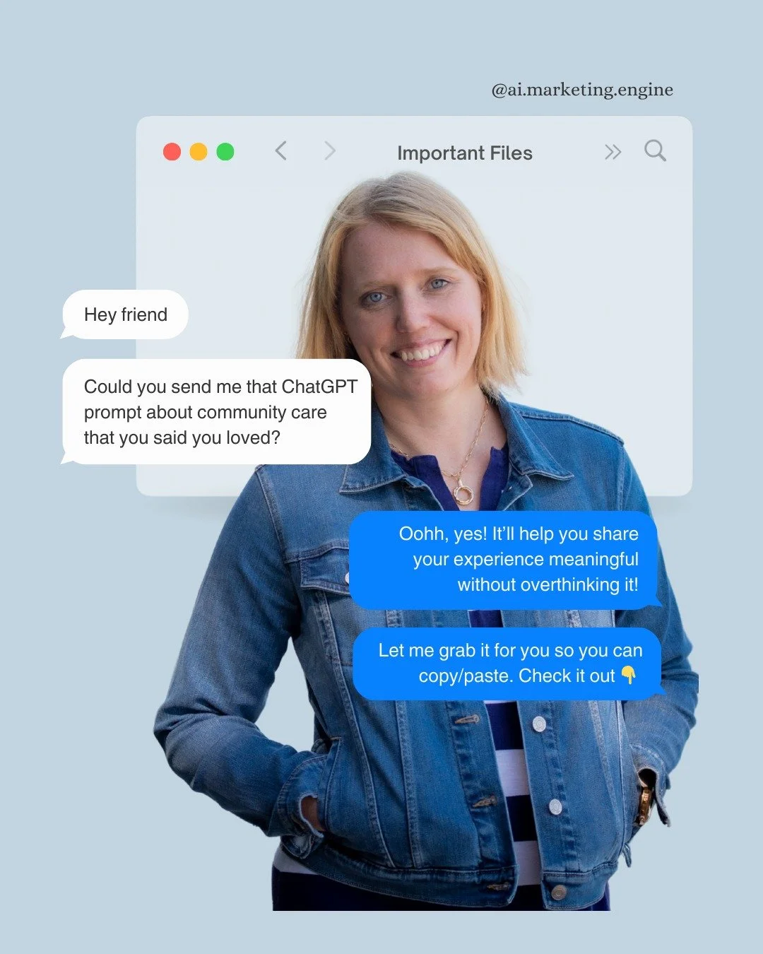 👇 When you don't know what to post but your business needs you... 

💬 Help me write a post about a time when my community or network looked after me when I needed it, and what I learned or carried forward from that experience. Keep it human, not pe