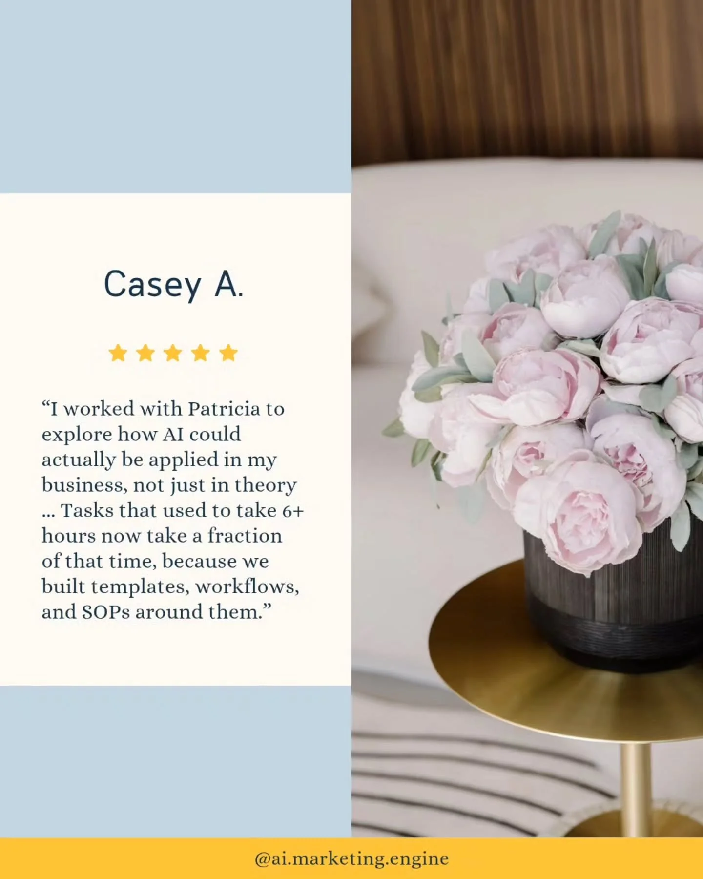 Something I love about this work is that no two clients use AI the same way.

For my AIME members, it's about getting the words out of their head and into their marketing so that the thing they've always known how to say finally gets said without bre