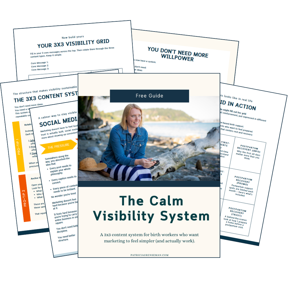 Calm Visibility System marketing framework mock up of pages