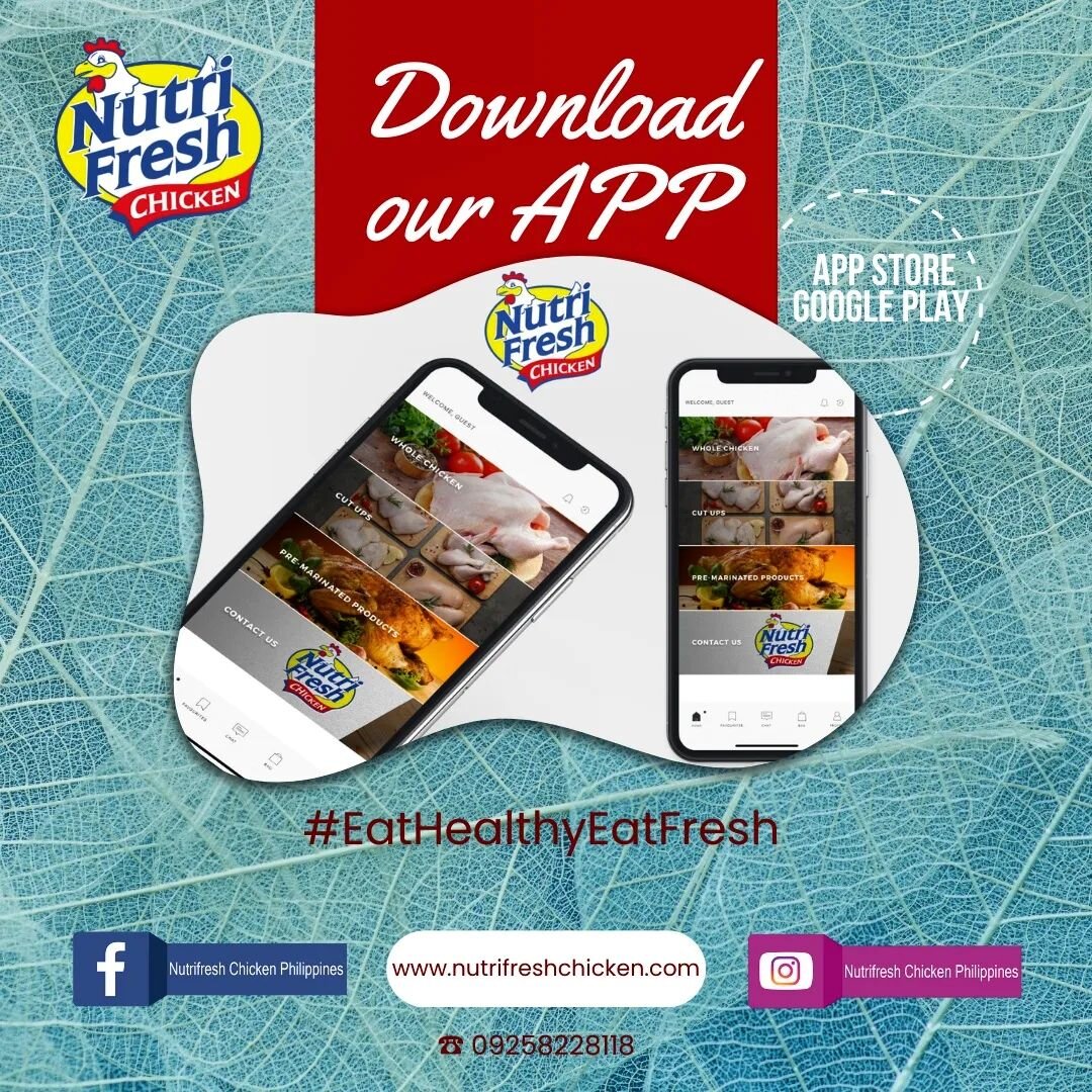 Happy Friday Everyone! 

Don't froget to Download our APP to order⬇️
https://nutrifresh.onelink.me/hDfI

🔹️09258228118
🔹️www.nutrifreshchicken.com

#EatHealthyEatFresh

*Available in Metro Manila only.