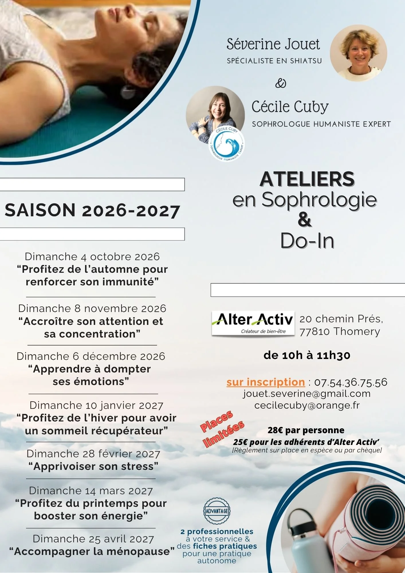 Programmation des ateliers de Do In et de Sophrologie pour 2026/2027