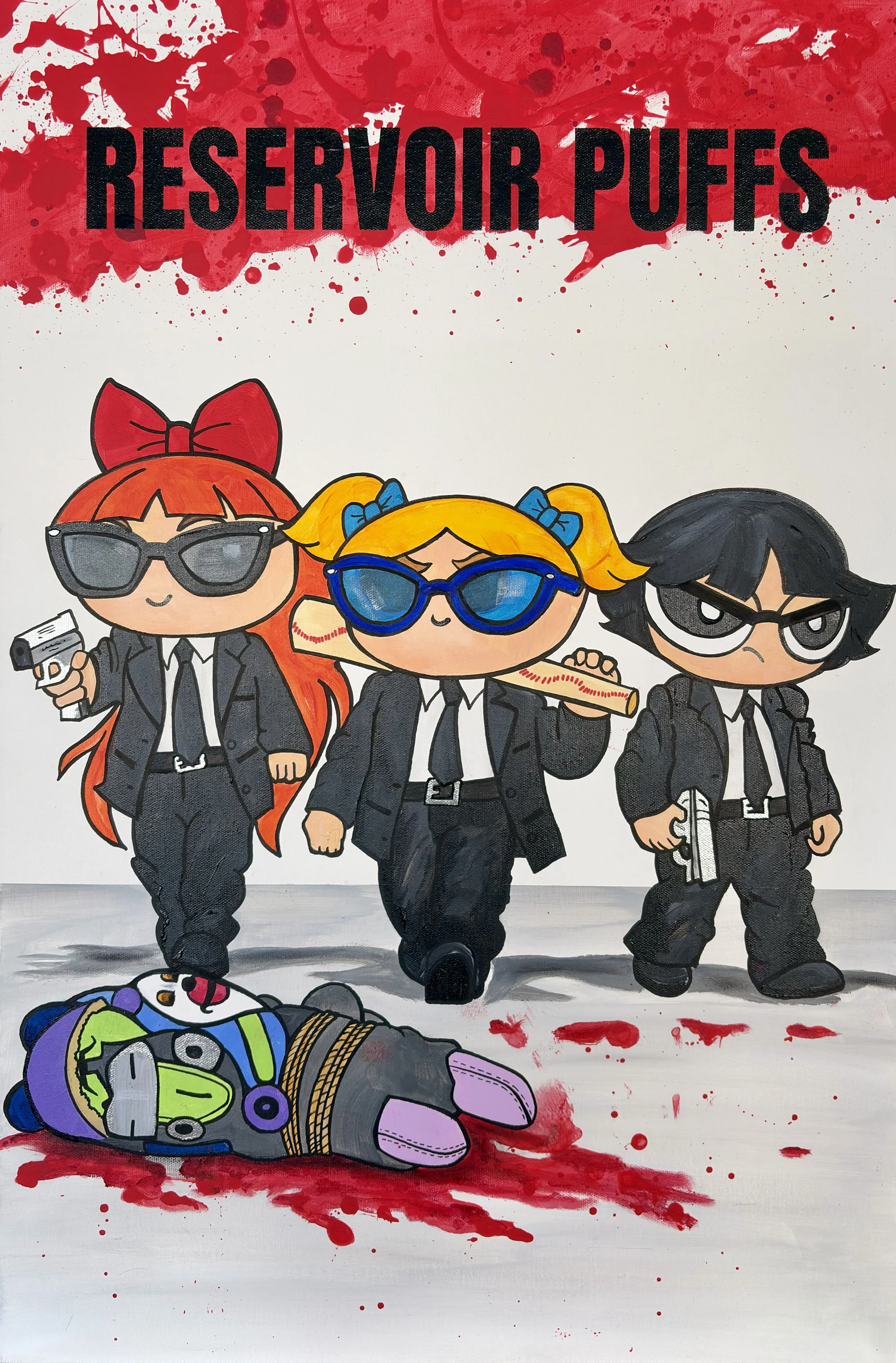 Goodfellas Never Lie pop art painting featuring Pinocchio inspired mafia movie parody artwork