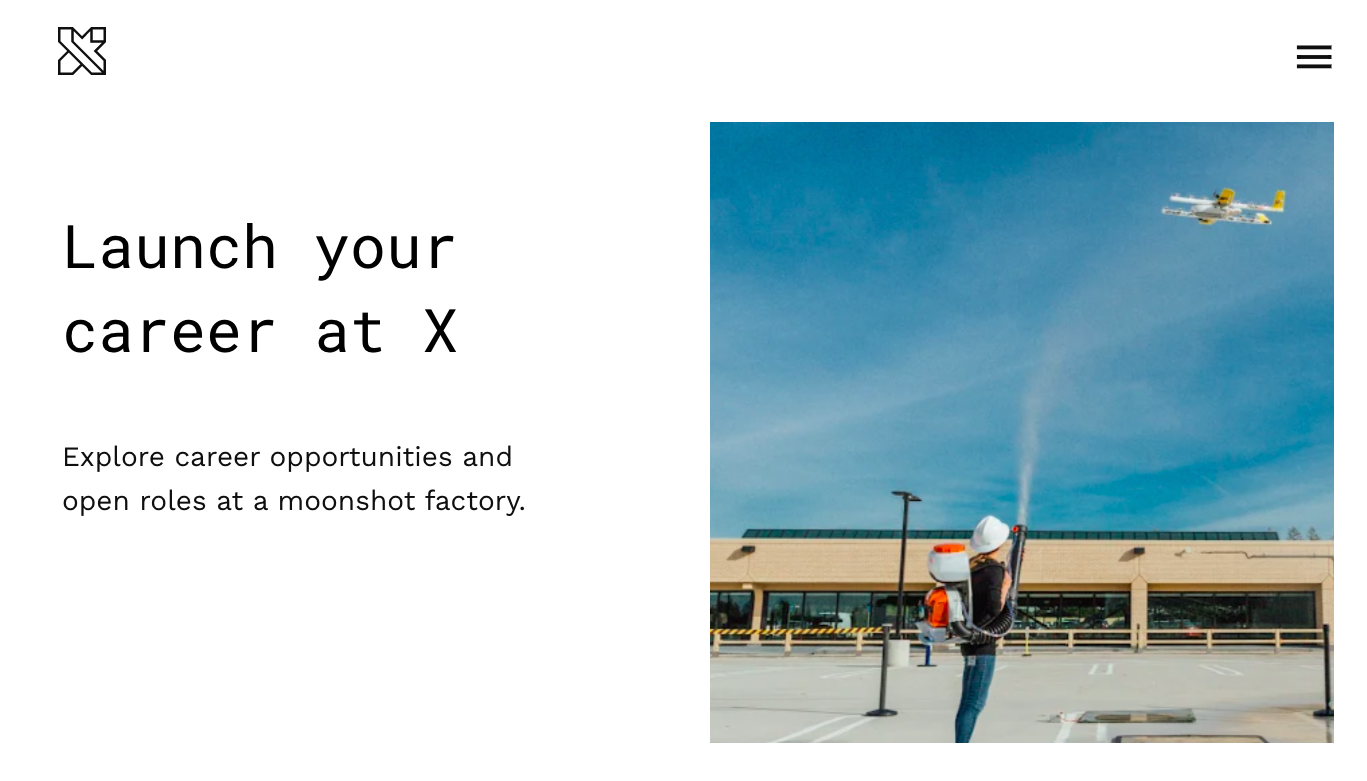A screenshot of a Google X web page.