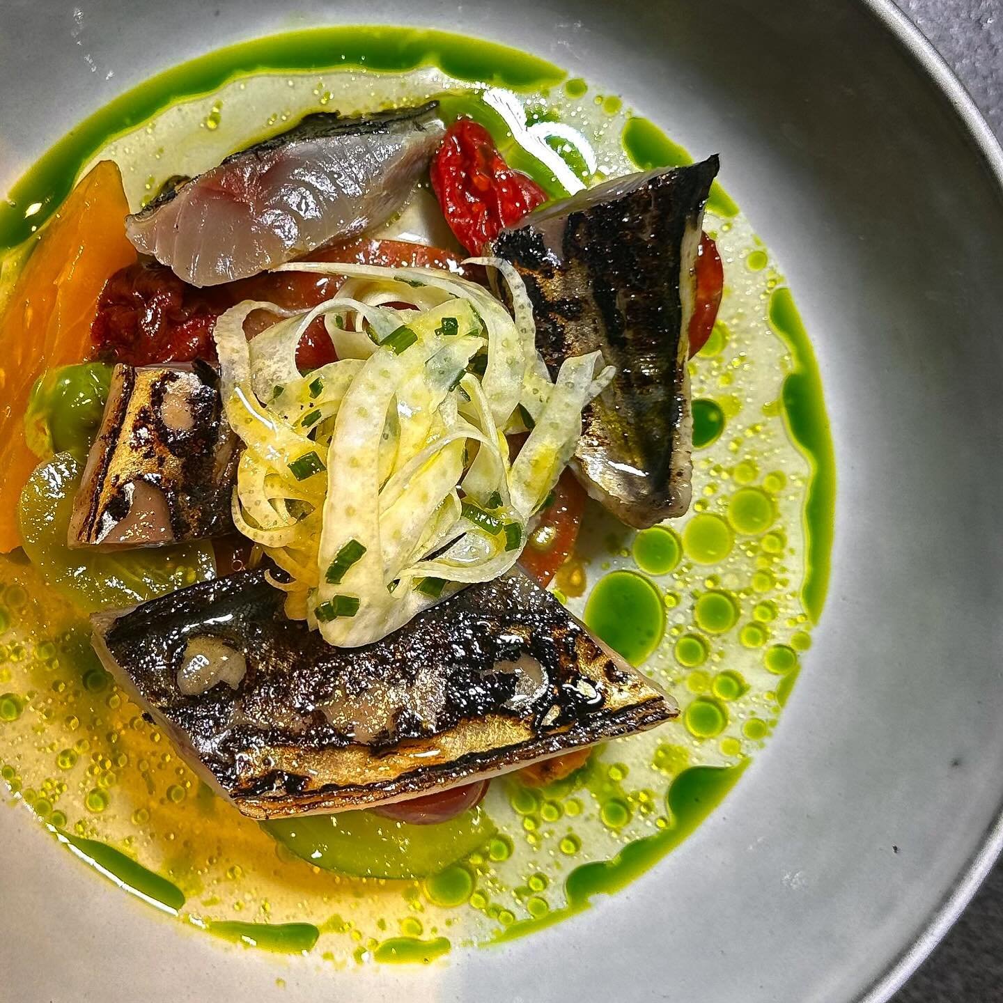 Cured Mackerel | Heritage Tomato | Fennel | Nasturtium 
.
.
Spring is finally here and we&rsquo;ve got a great dish to brighten your day and palette. With the arrival of the early season isle of white tomatoes, we have colour and fresh acidity perfec