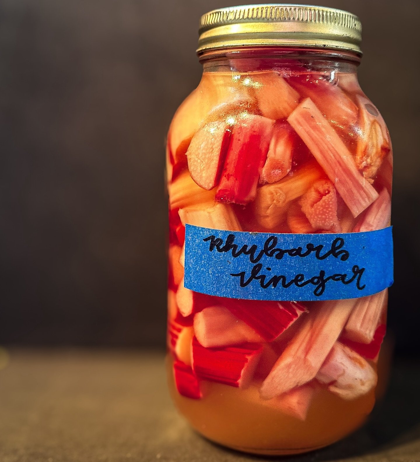 Rhubarb Vinegar 

We are coming to the end of the forced rhubarb season, but don&rsquo;t worry rhubarb fans, we&rsquo;ve been processing throughout the season - rhubarb vinegar (for our oyster garnish), rhubarb in sugar syrup for sweet and tart, and 