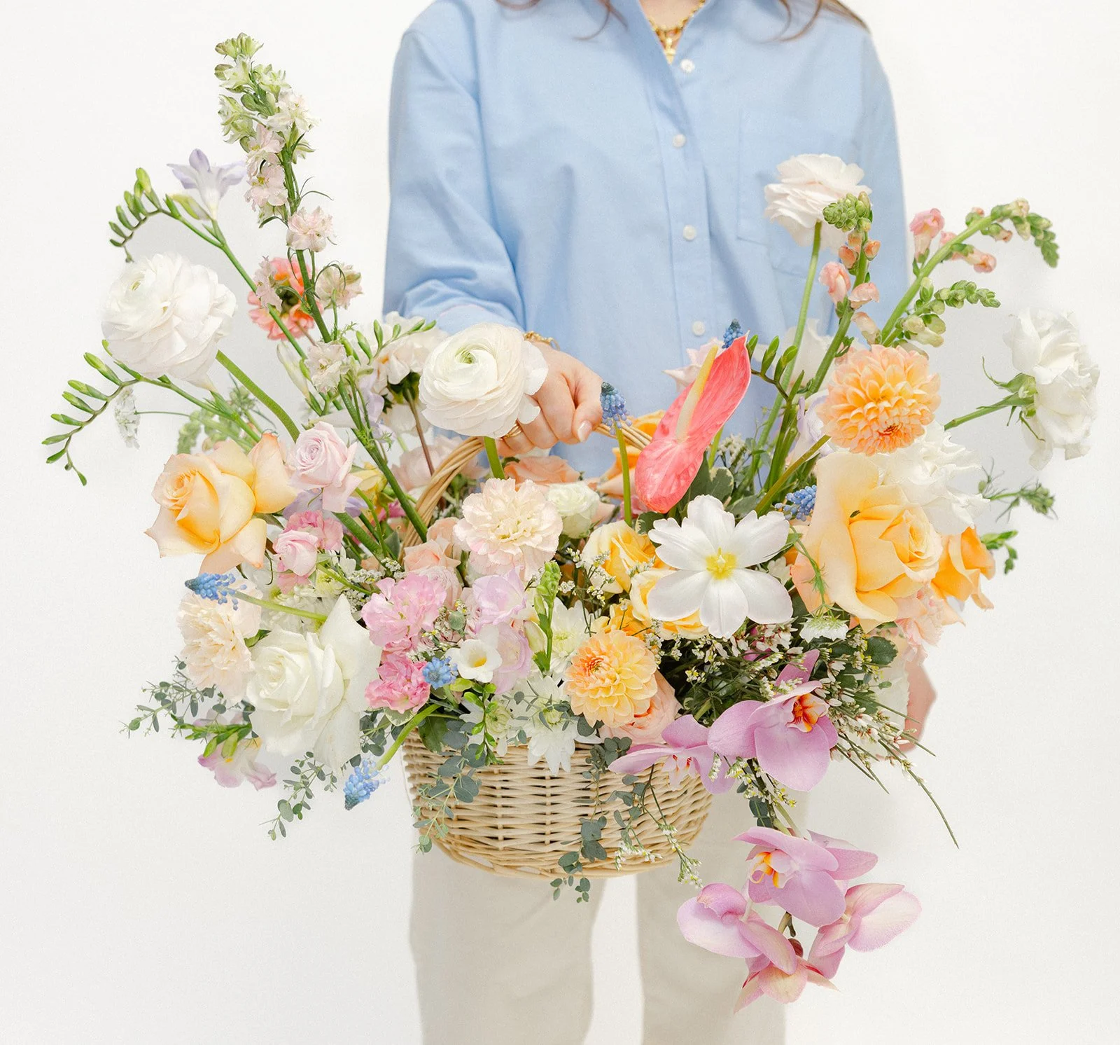 Pastel Basket Arrangement – Luxe