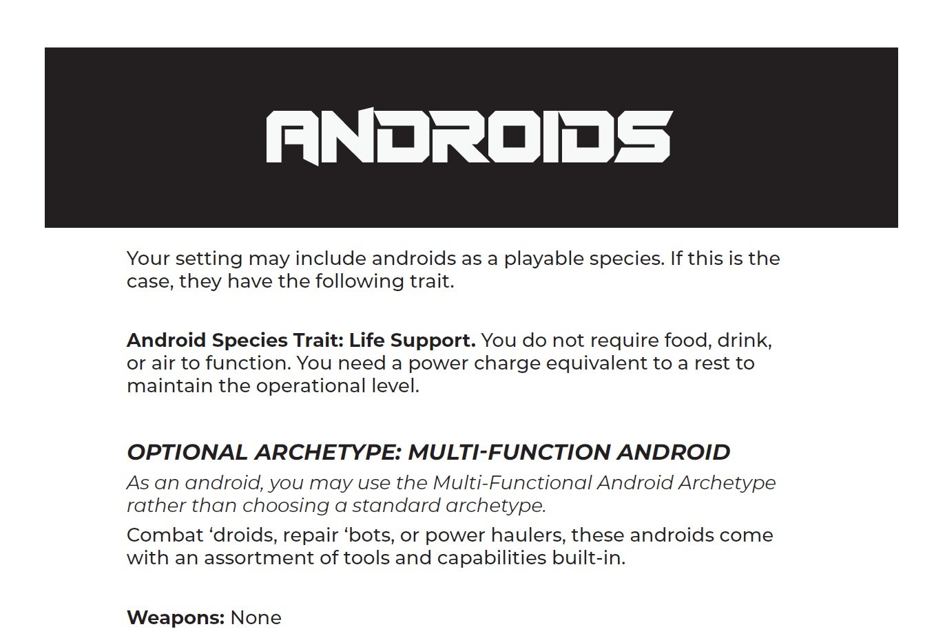 DarkSpace Transmission 0.01.01 DESIGN: Androids