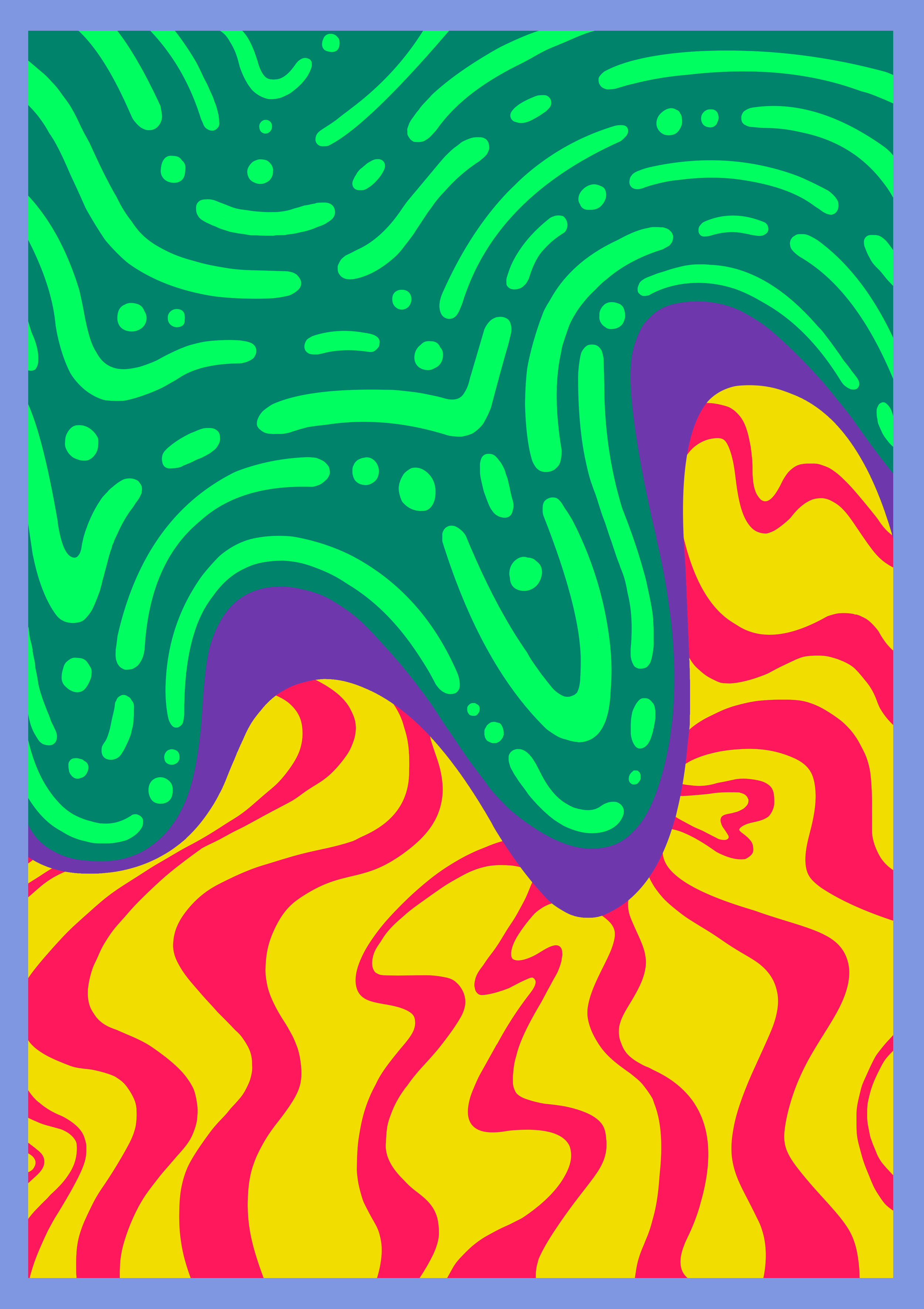 Official poster for BLANK. A digital drawing with flowing lines and vibrant colors