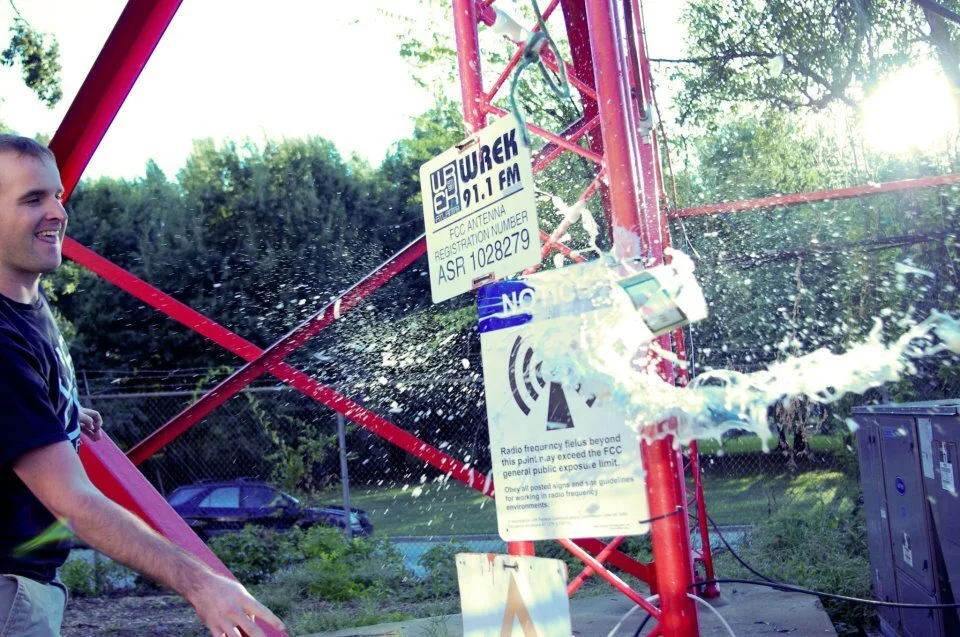 Photo I took at the transmitter, celebrating our upgrade to 100,000 watts, 2011