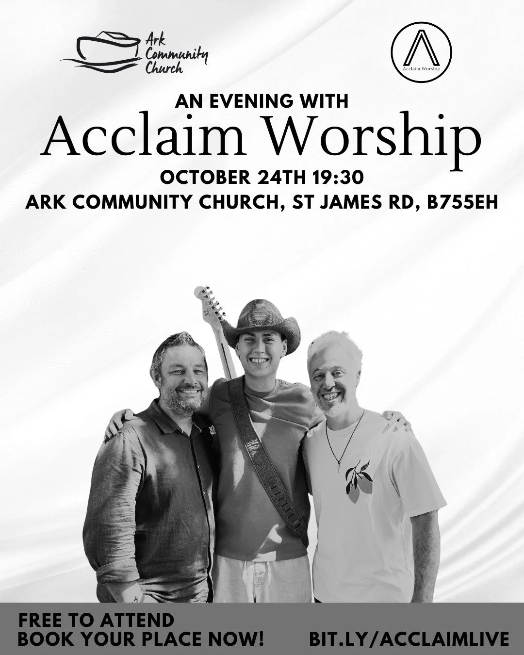 We are just a month away from our debut show and we couldn't be more excited! Rehearsals are well under way and plans are in place for an awesome night of worship and testimony! Have you booked your place yet??

bit.ly/acclaimlive
