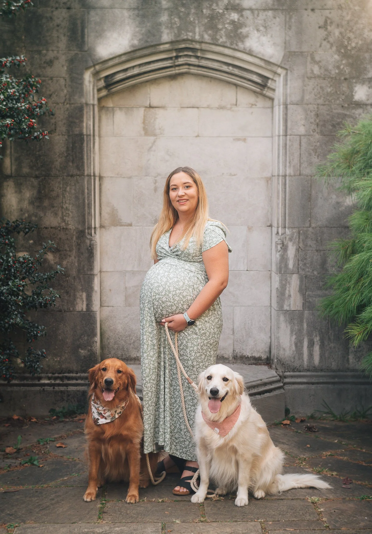 Maternity Session with dogs in Mellon Park 