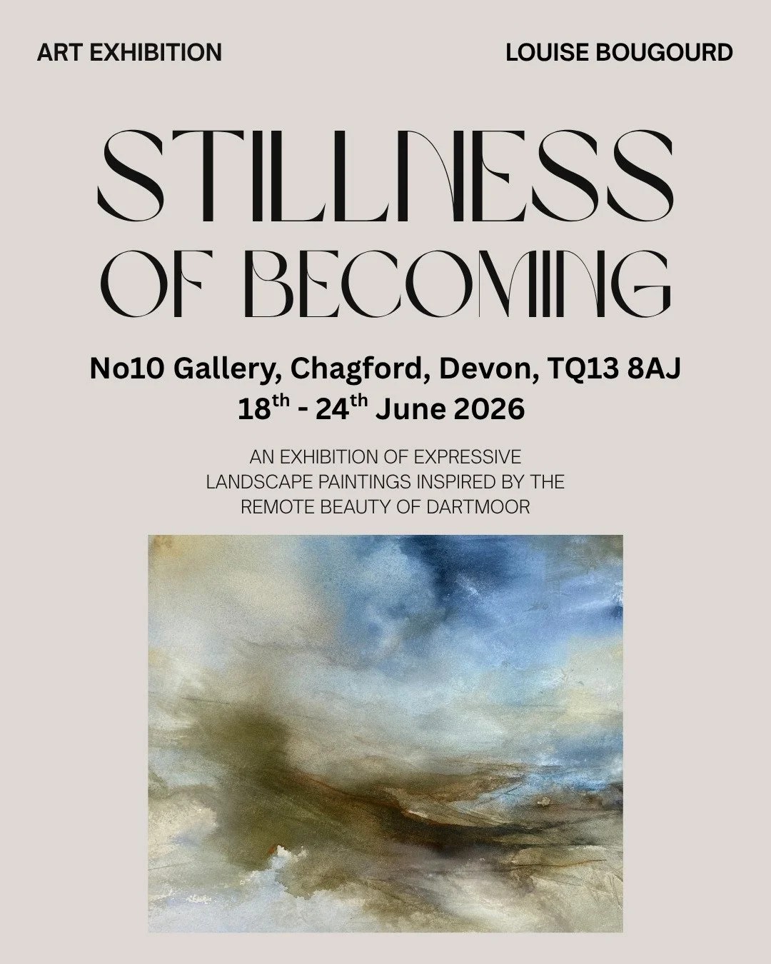 I am busy behind the scenes preparing for my exhibition in just a few weeks, STILLNESS OF BECOMING, my focus for this exhibition is on my connection with Dartmoor, how remote and wild it can be with vast skies stretching across the horizon, the land 