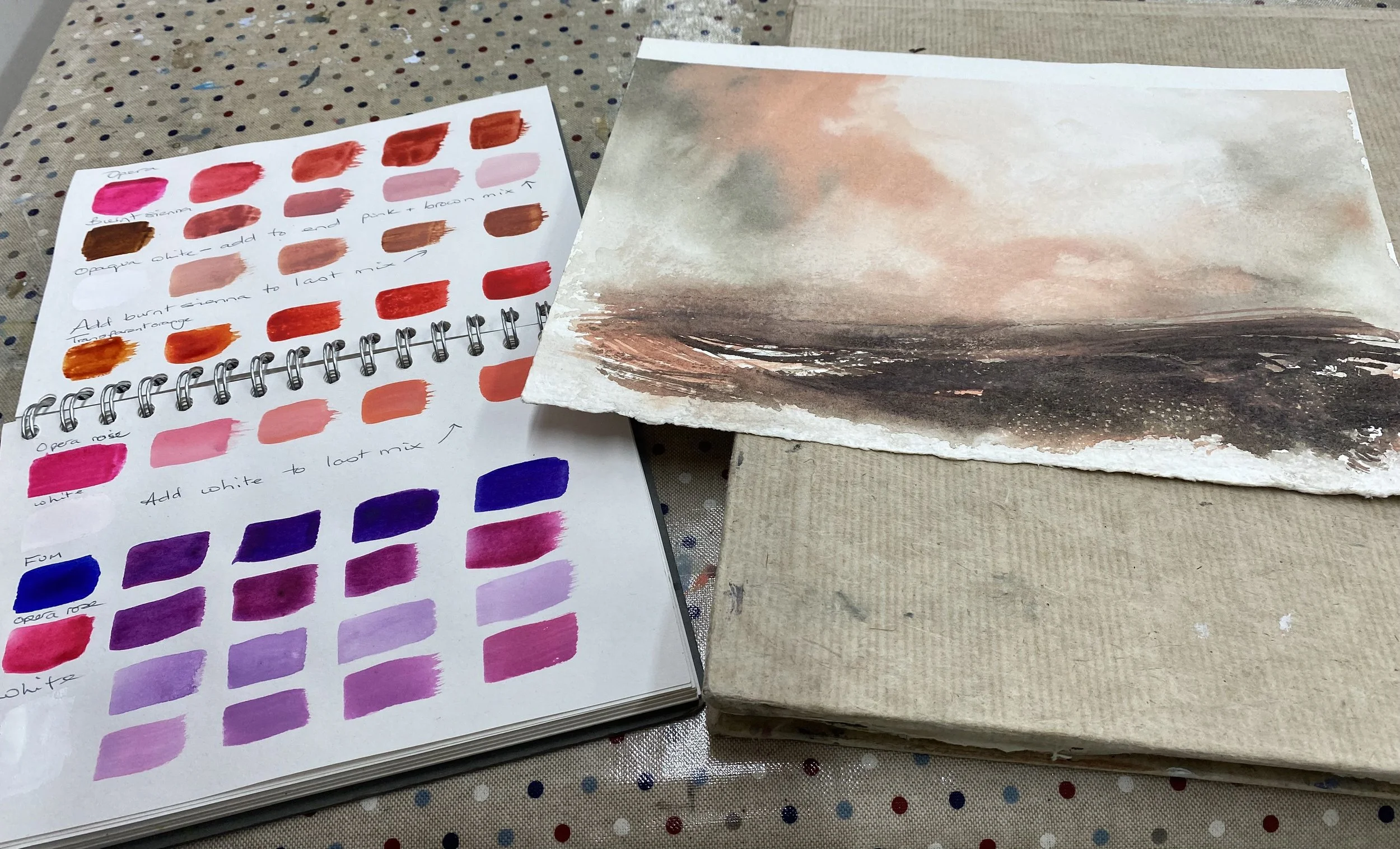 Sketch book showing work in progress