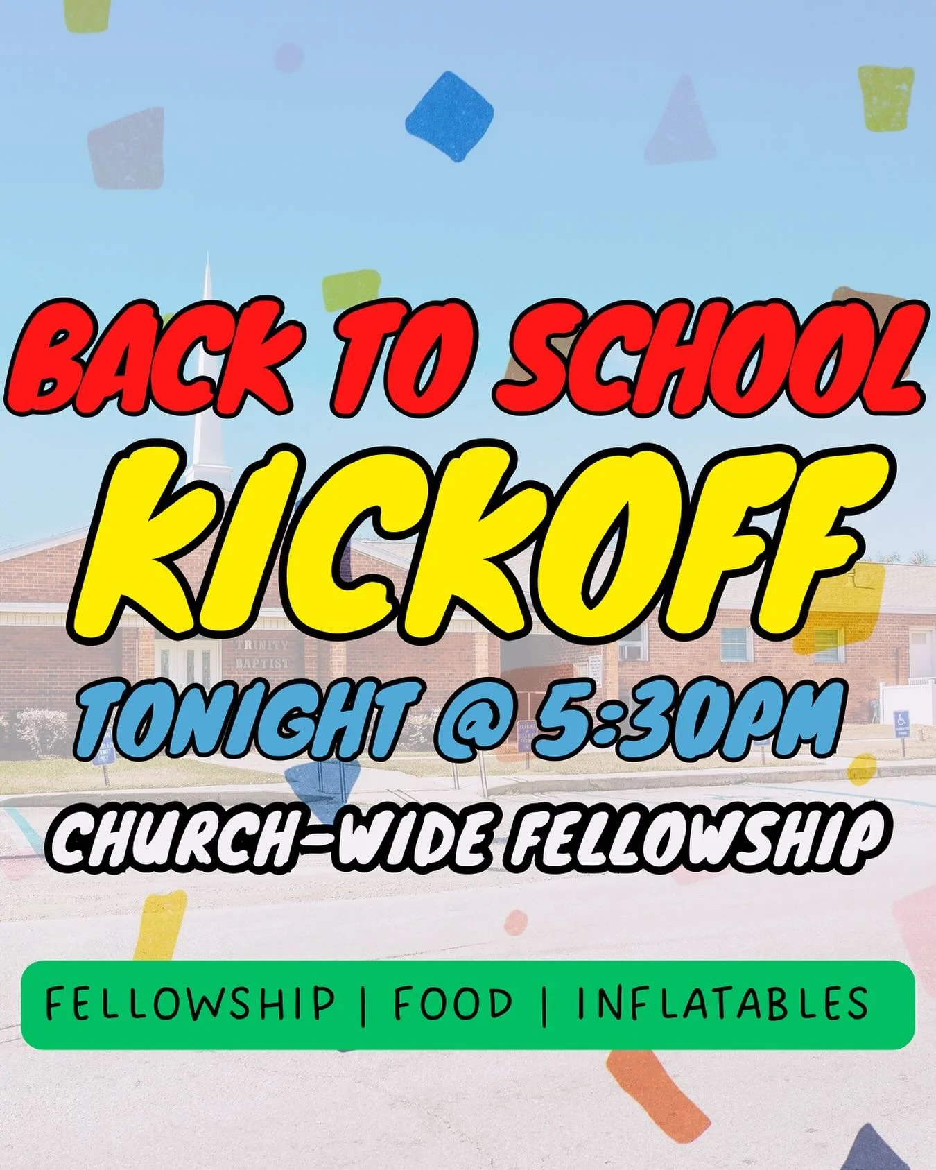 Let’s celebrate what God is doing in our lives together as a church family as we kick off a new school year!
BBQ, waterslides, and a good time tonight at 5:30pm!