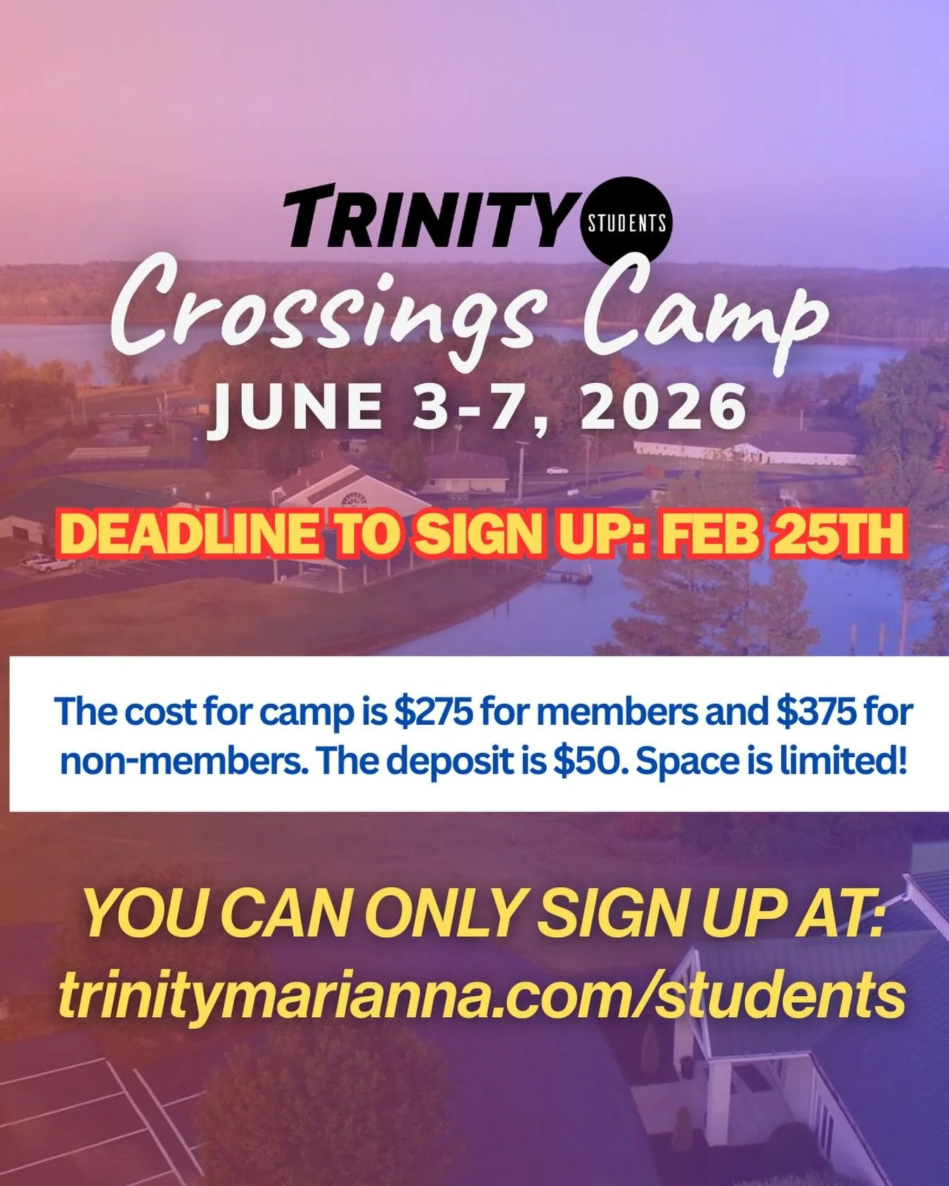 Dont miss out on camp! Deadline is soon! Space is limited!