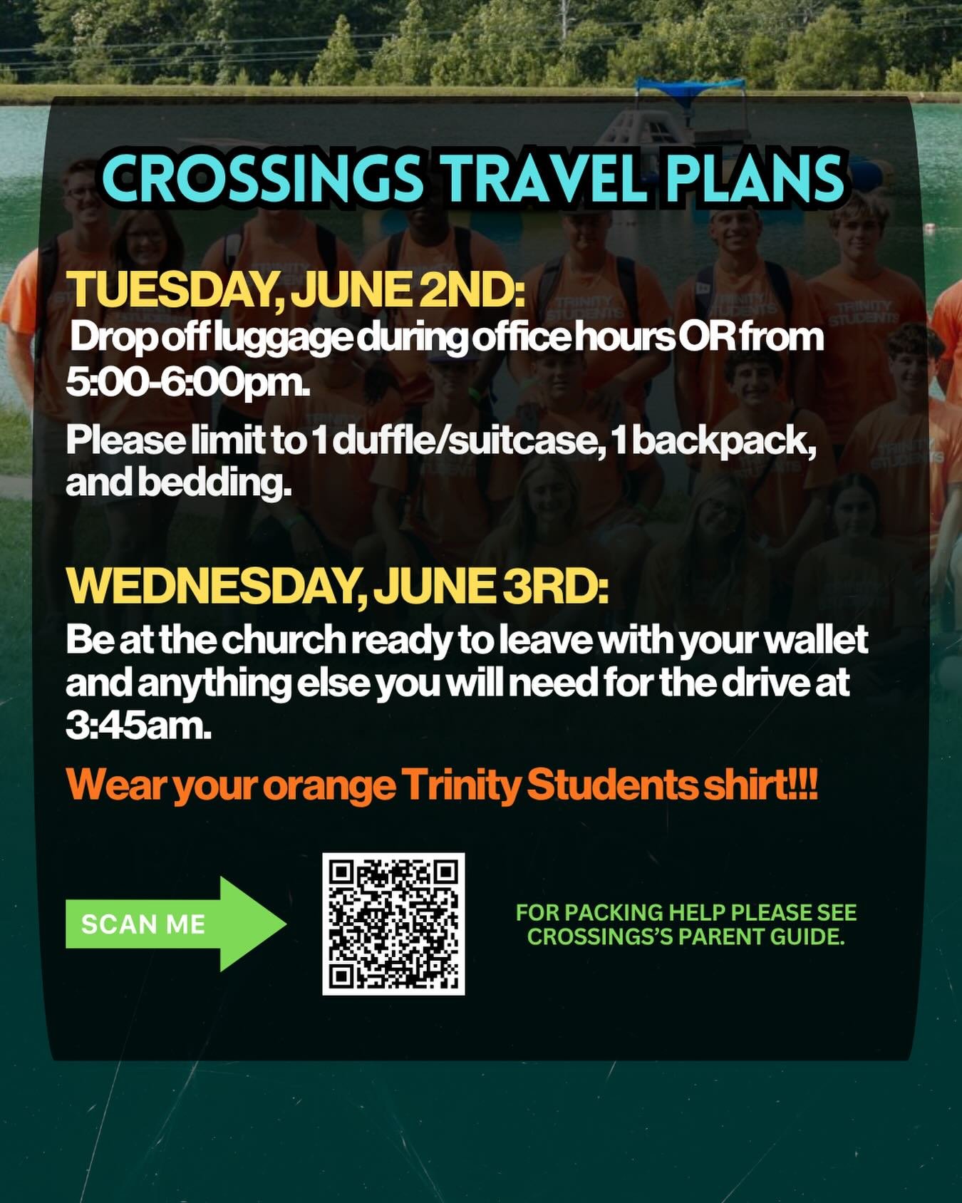 Drop your luggage off Tuesday then get some sleep. We&rsquo;ll see you Wednesday morning for the best week of the year!