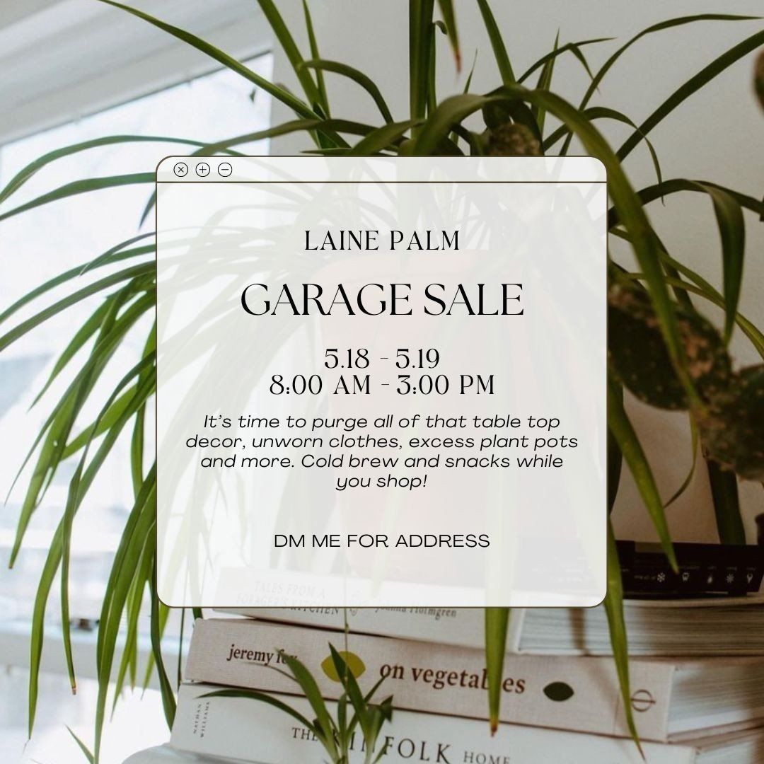 I NEED YOUR HELP! I have too many cute things in my possession from a myriad of events, styled shoots and dinner parties that need a new homes! ⁠
⁠
Come visit me next weekend ⤵⁠
⁠
May 18th and 19th ⁠
8:00 am to 3:00 pm ⁠
⁠
Shop plants, table top, unw