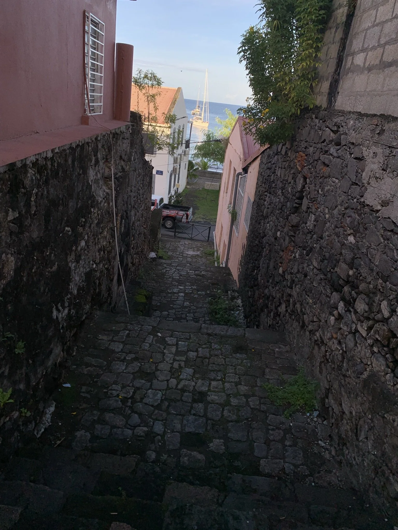more alley views of Grace in this now-quiet town of Saint-Pierre. 