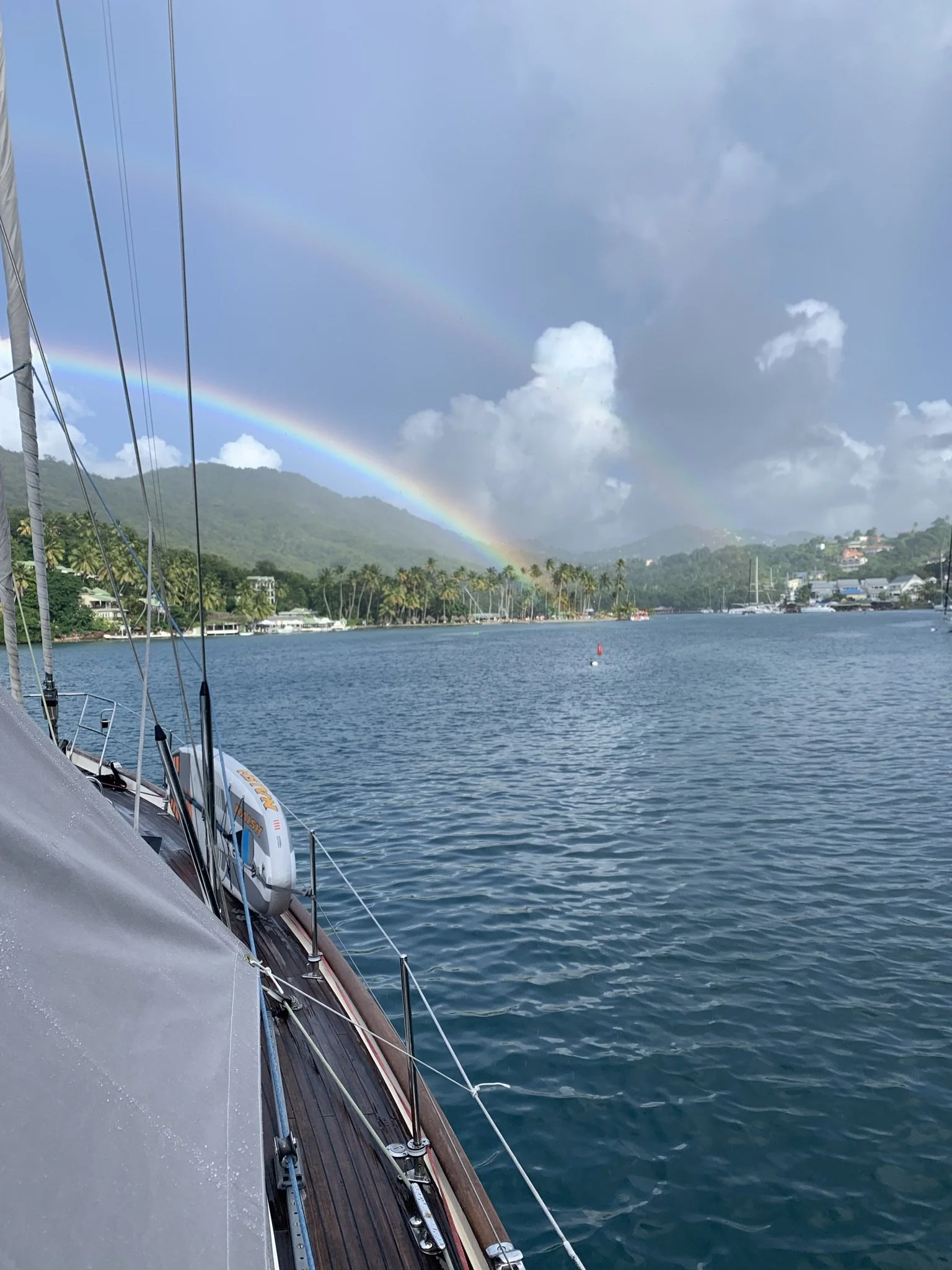 Rainbows were frequent in Marigot Bay- and so were the unexpected downpours. Worth it!