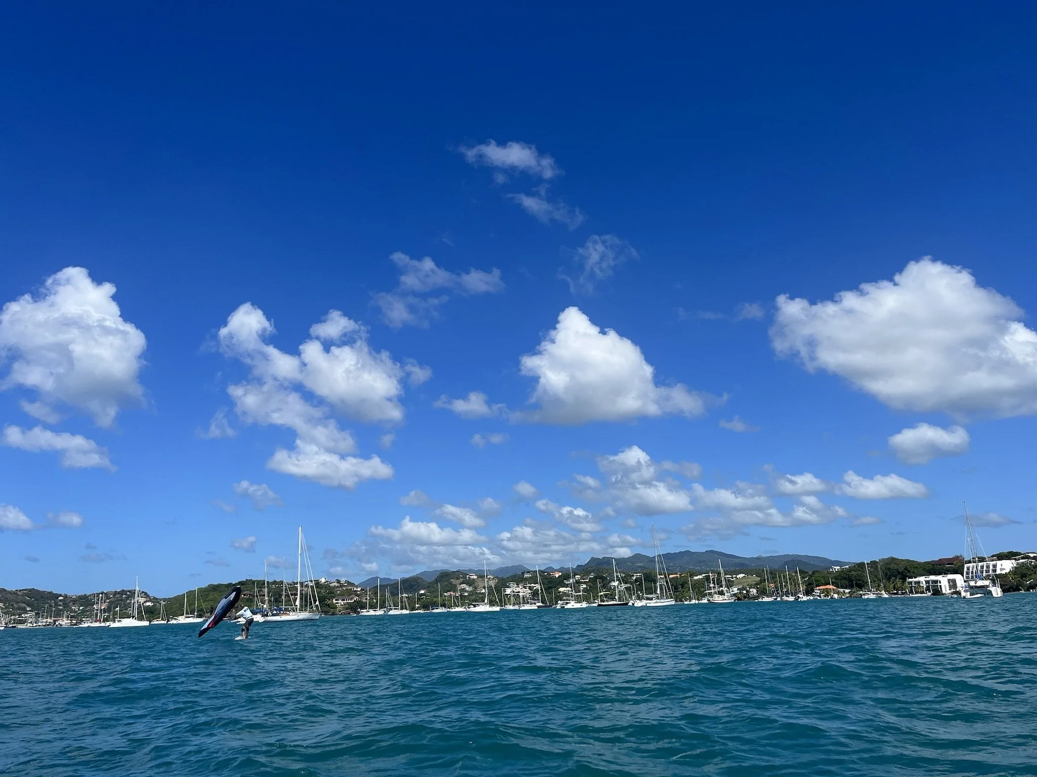 Wing Foiling practice in Prickly Bay