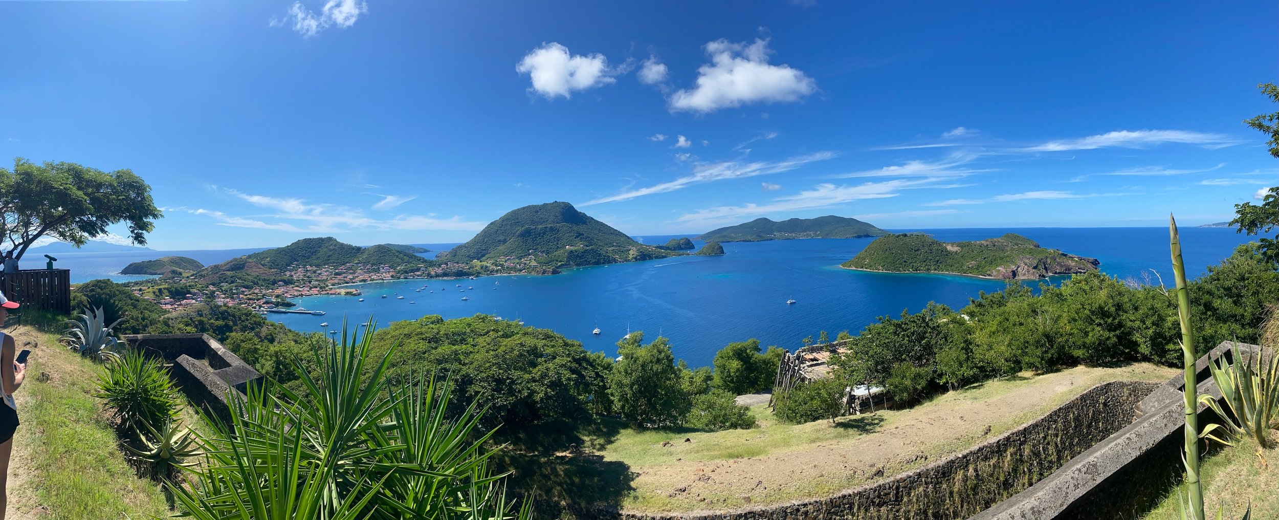 view of Passe de la Baleine and Ilet a Cabrit from Fort Napoléon
