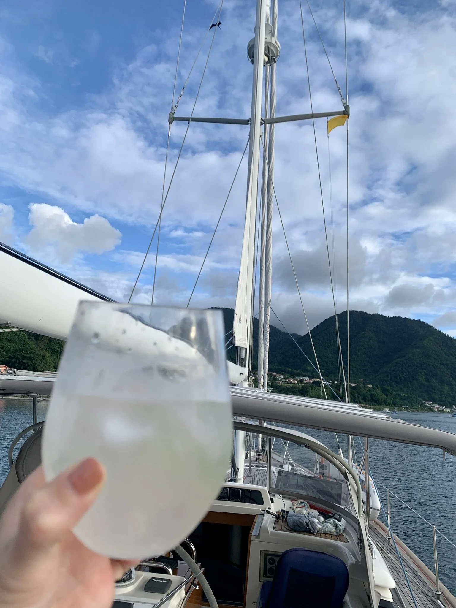 with the lack of PCR testing available in Les Saintes, we unfortunately weren't able to complete entry requirements for Dominica. Cheer's to the accompanying boats that finally joined us in this quiet anchorage where we flew our "Q" Flag for the even