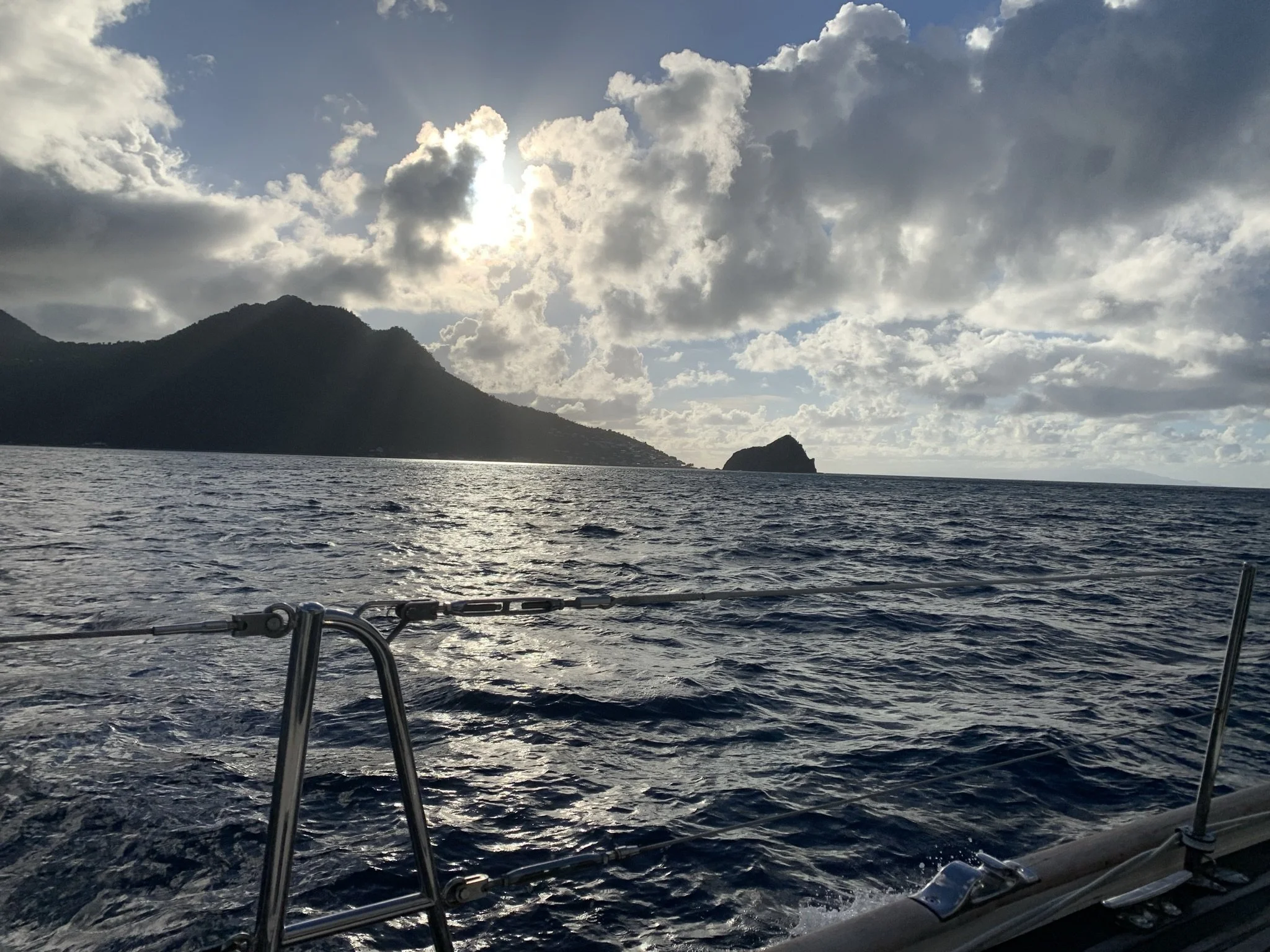 heading North (around the corner) to Martinique's capital, Fort-de-France after an evening in Grande Anse D’Arlet. The tiny nub on the end, Ilet a Ramiers, marks the turning point towards the 'big-city'.