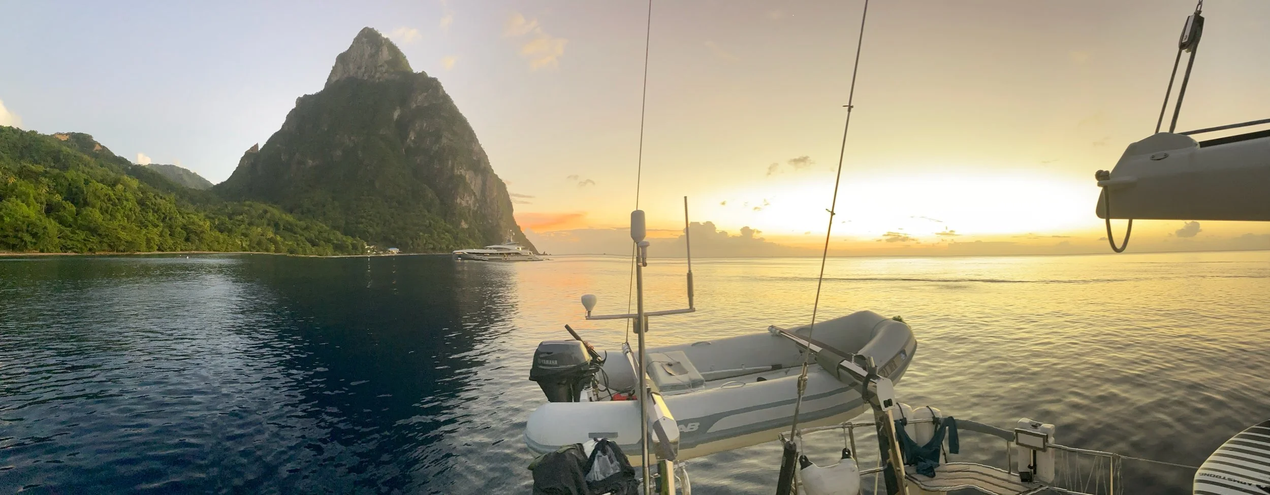 Sun's up from the anchoarge in Anse Des Piton