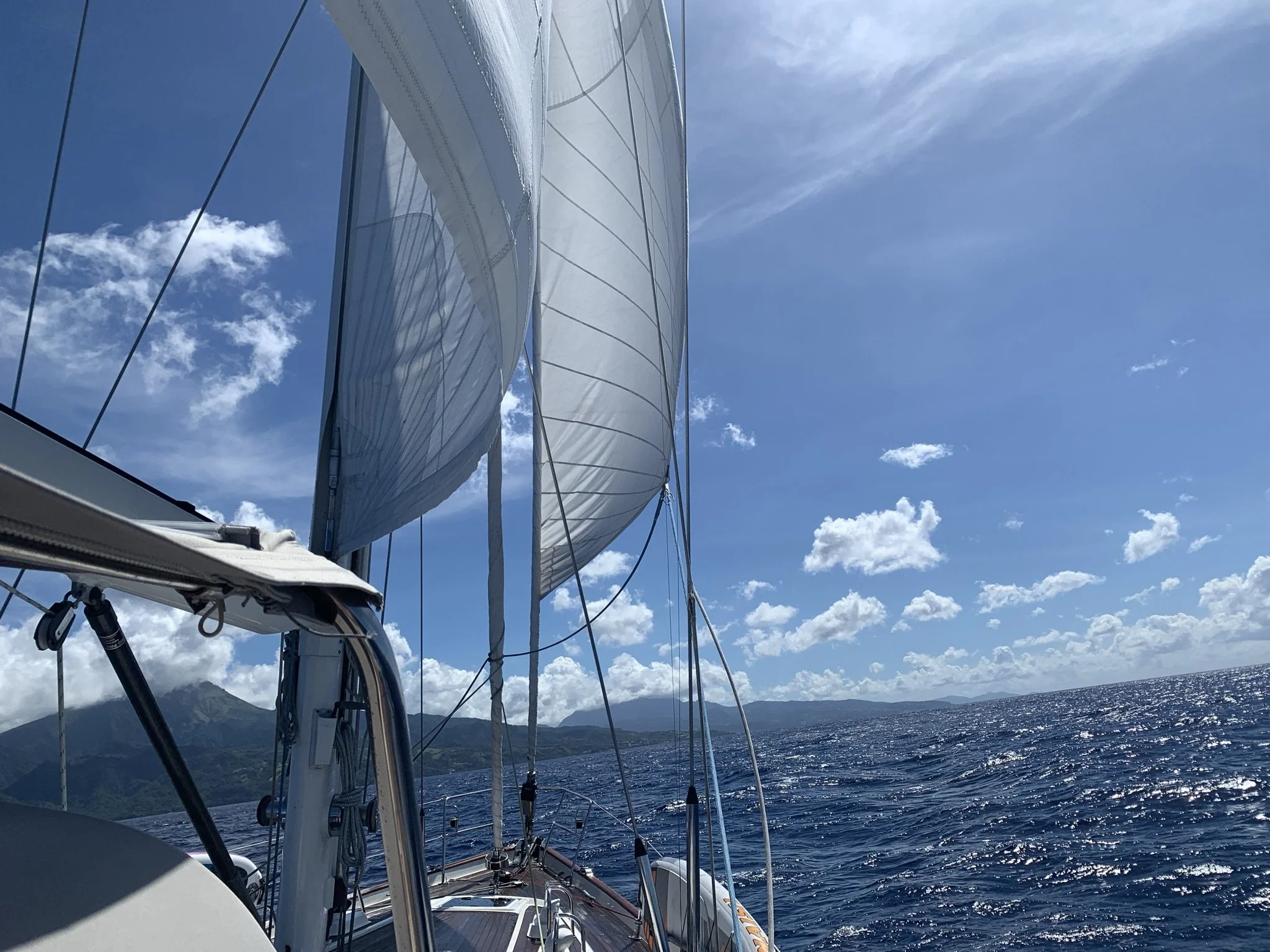 departing Dominica with our next stop, Martinique, in the distance.