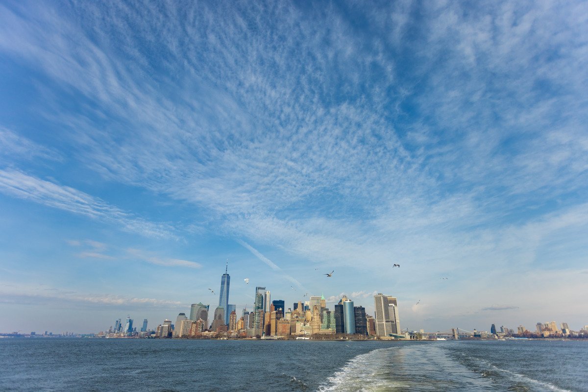 Lower Manhattan skyline from the Staten Island Ferry.