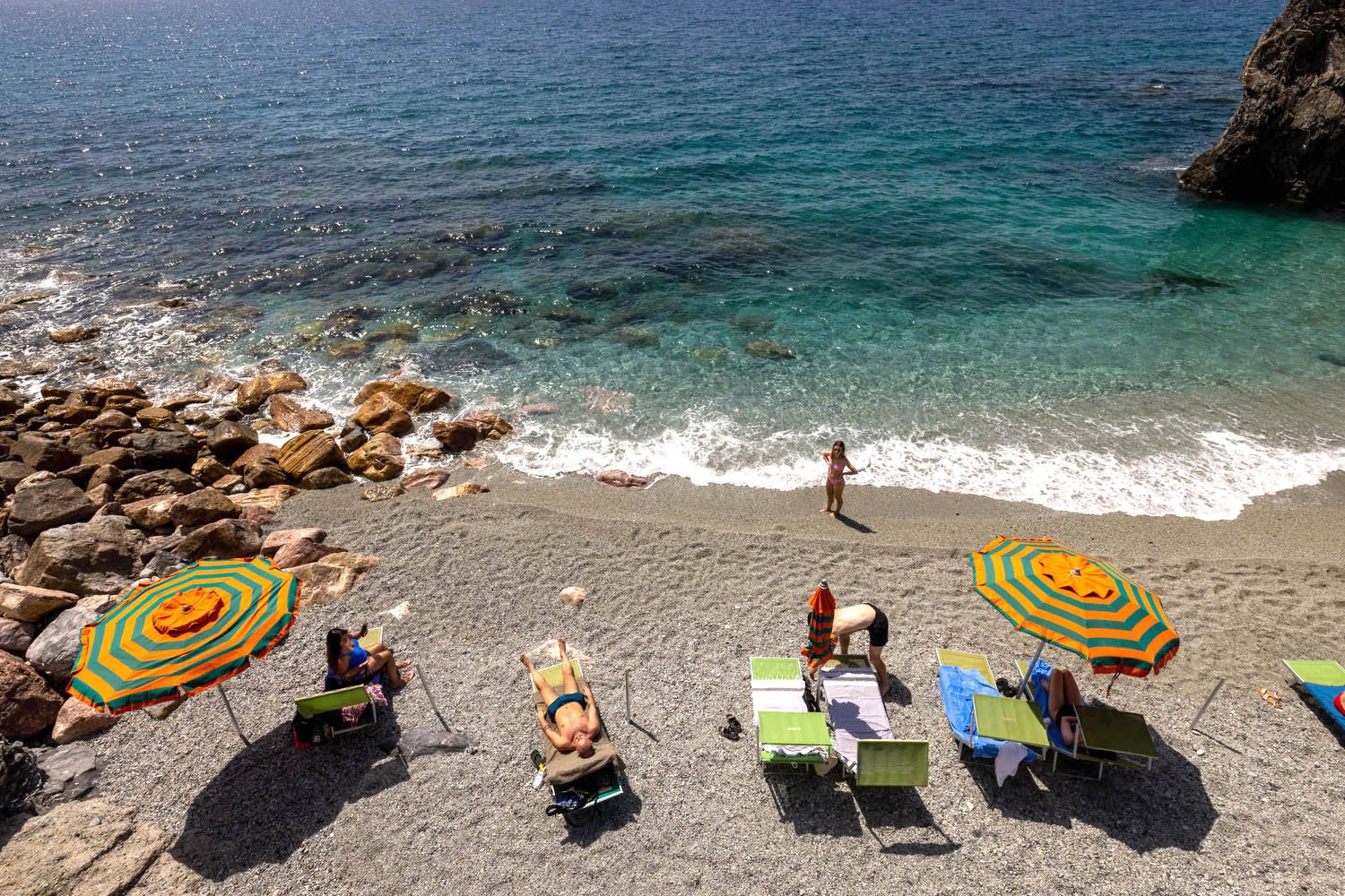 Sunbathers at the Monterosso al Mare beach