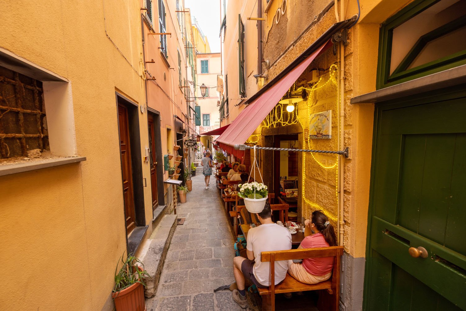 Restaurants lining narrow side streets