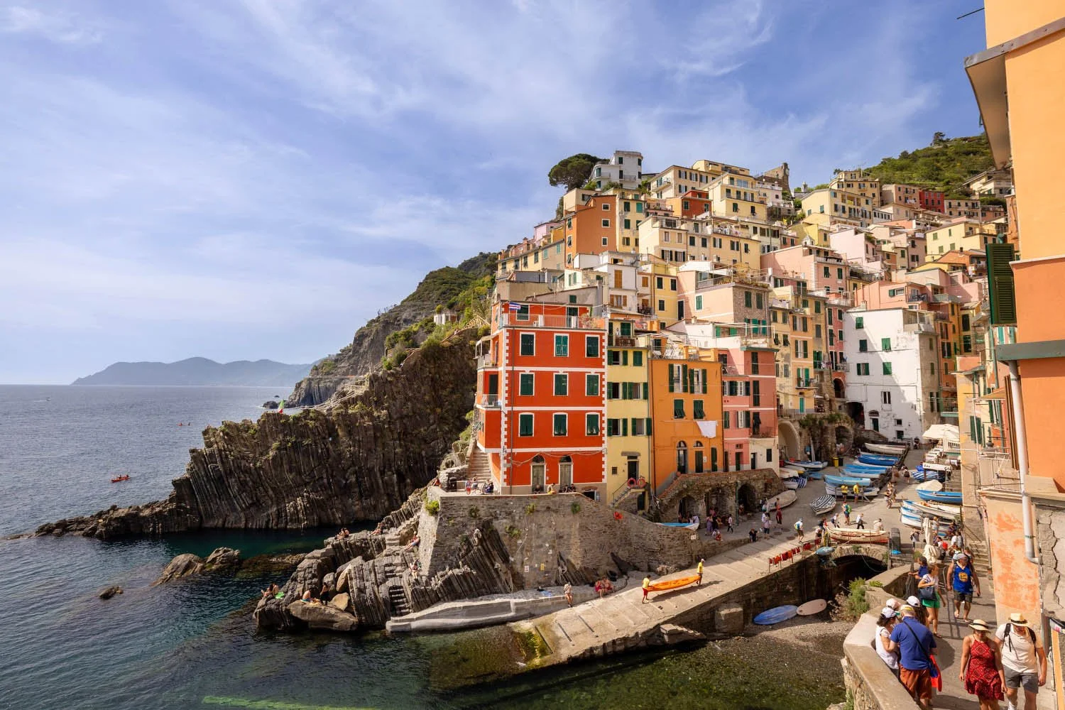 Looking back at the town of  Riomaggiore