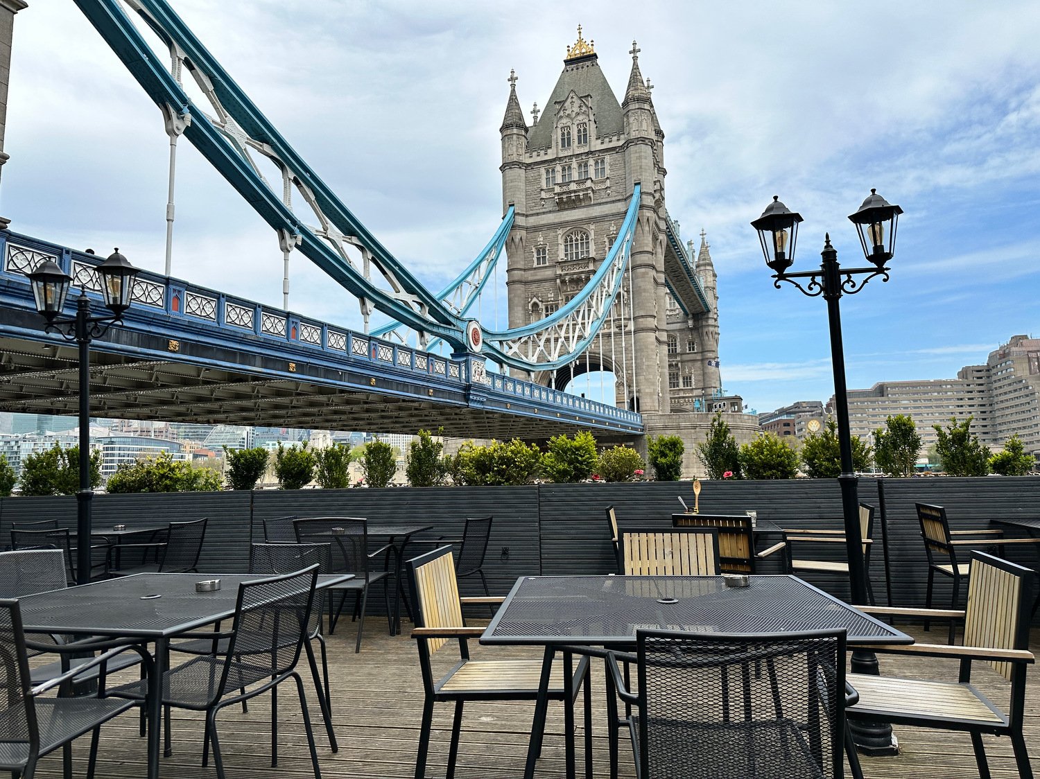 Tables with a view at the Vault restaurant.