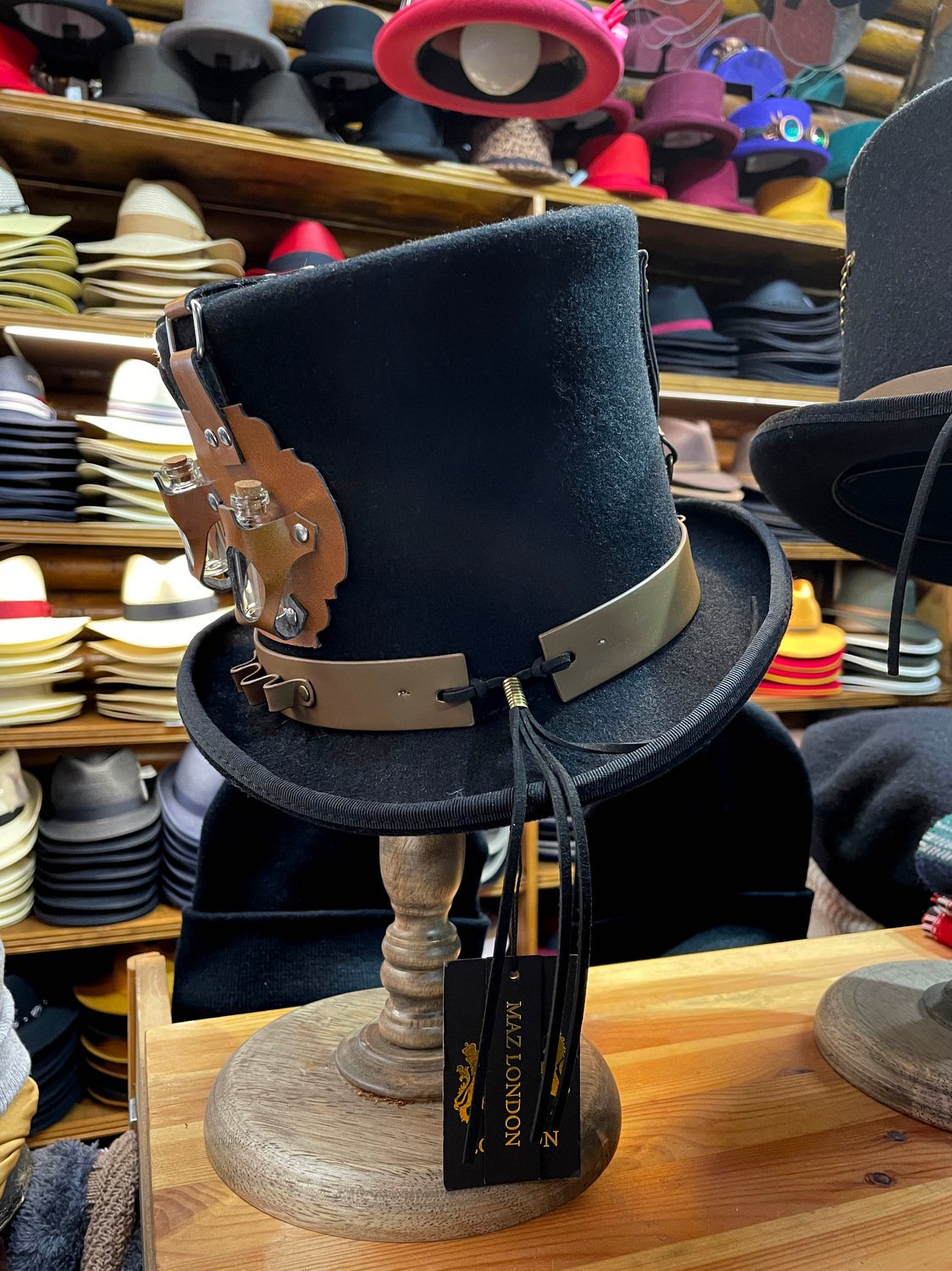 unique hats at Camden Market.JPG