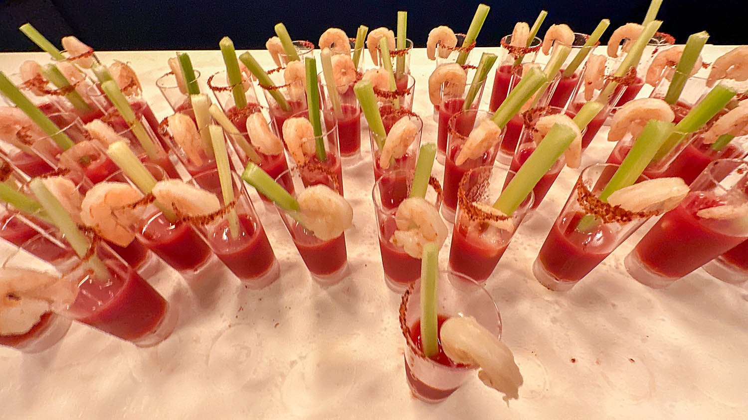 Bloody Mary shrimp shooters