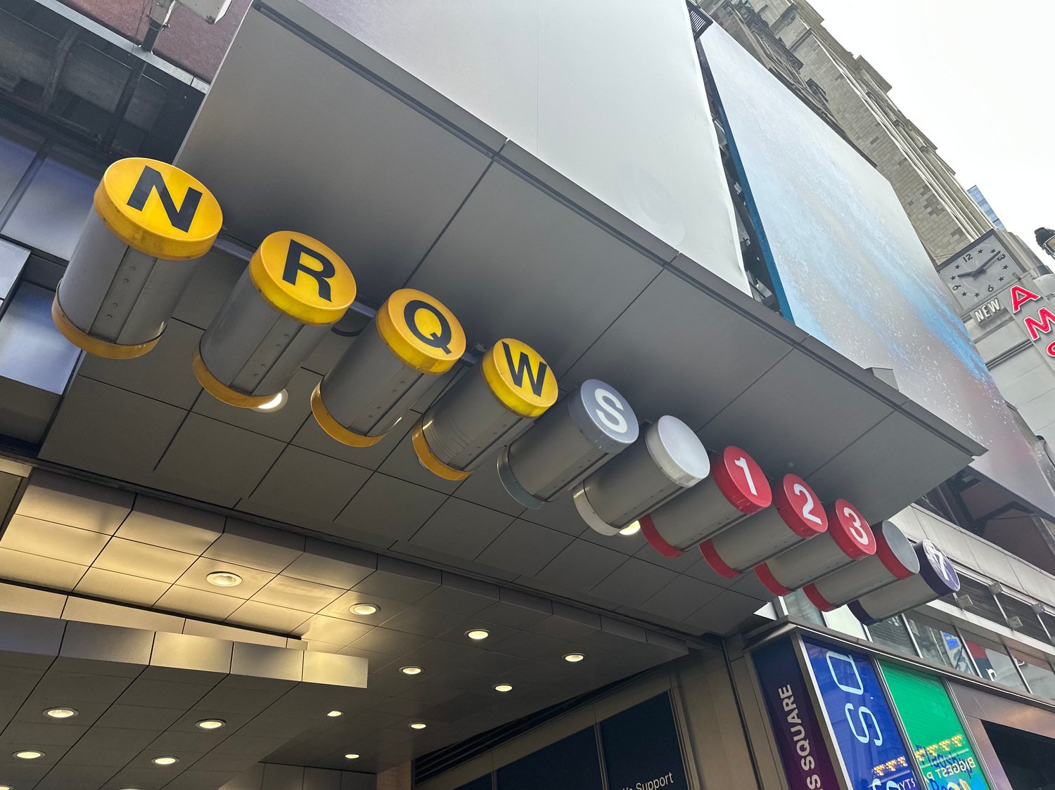 The subway entrance on 42nd Street near Times Square