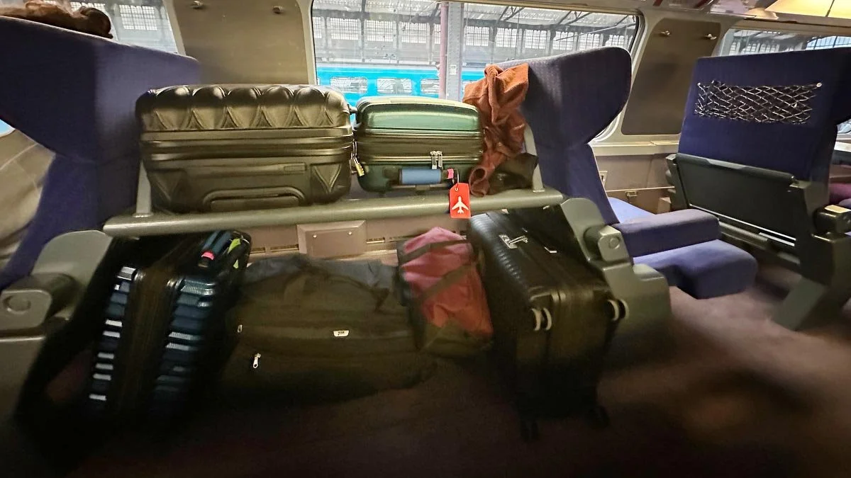 Baggage rack on a TGV train.