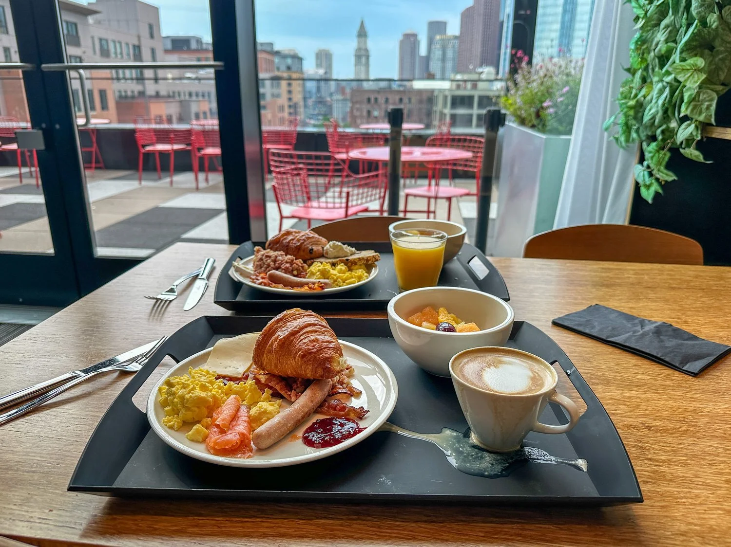 Breakfast with a view of Boston.
