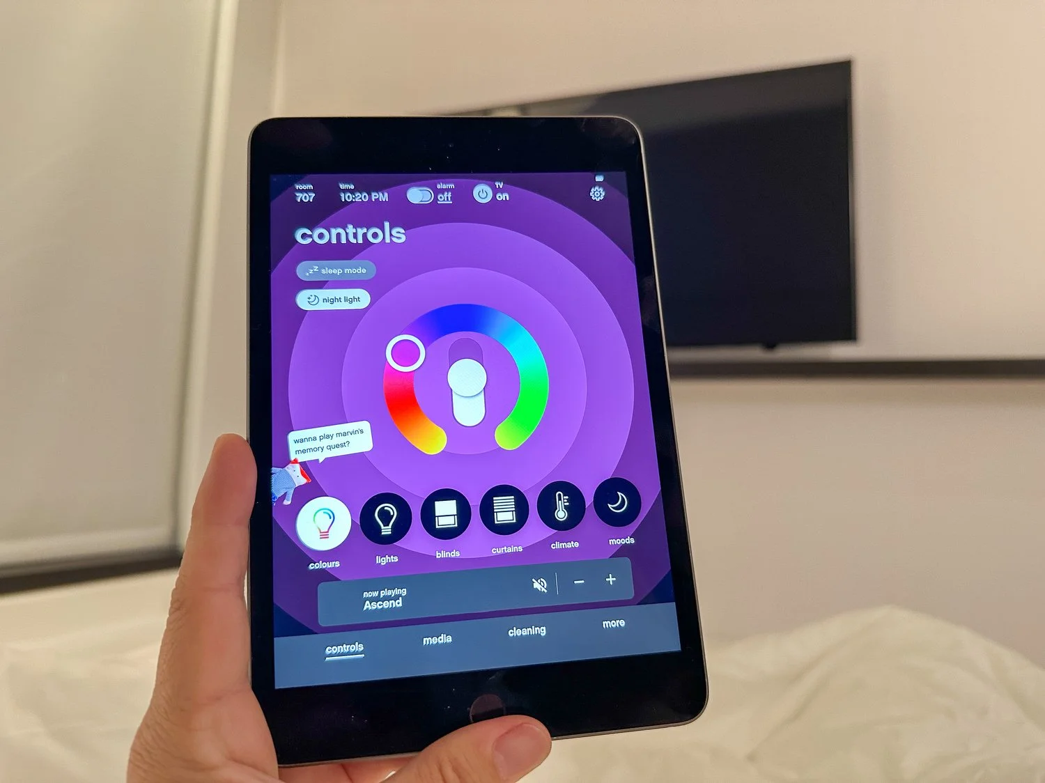 Everything in the room is controlled by iPad.