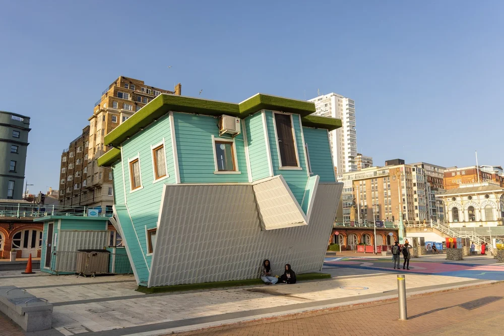 Brighton's Upside Down house on the waterfront.