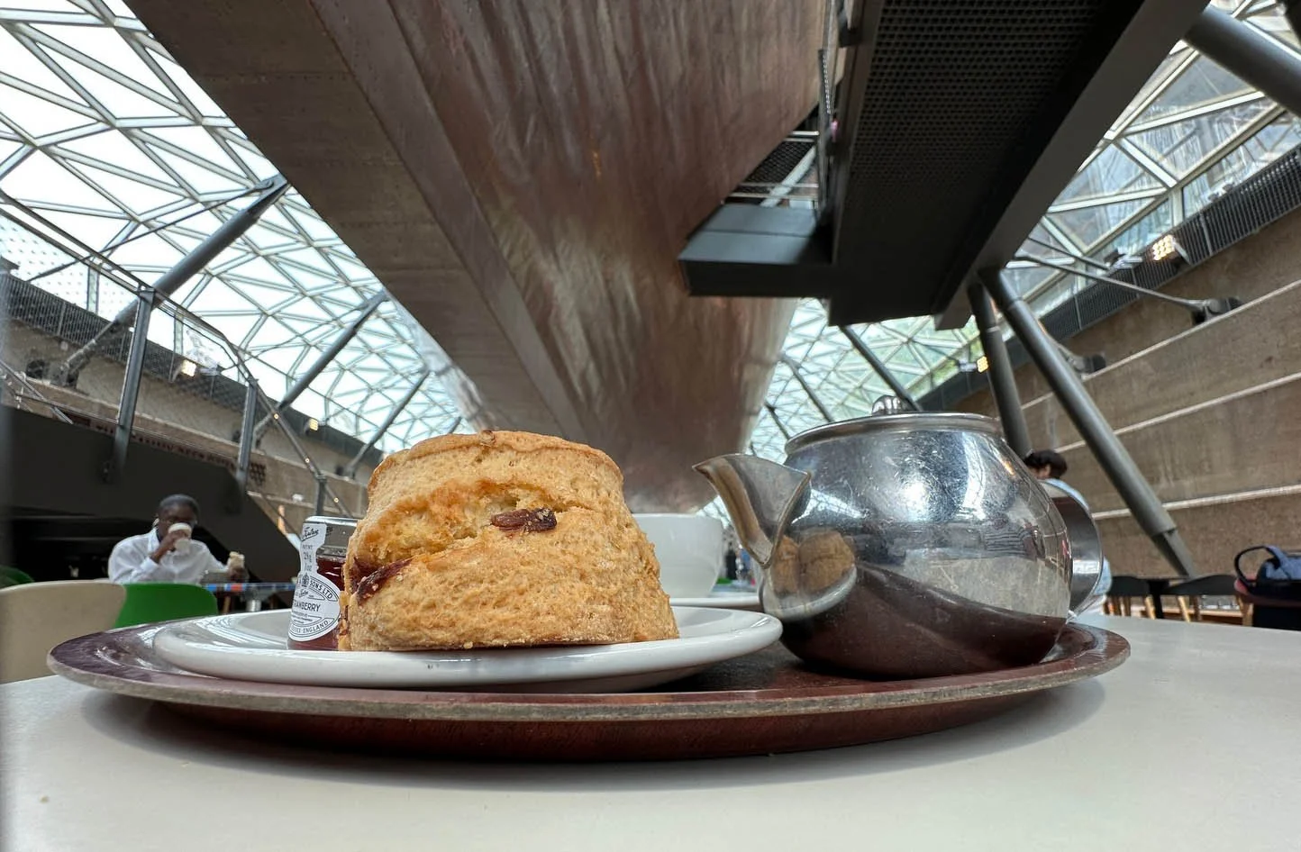 Debbie and I enjoyed our snack under the hull.