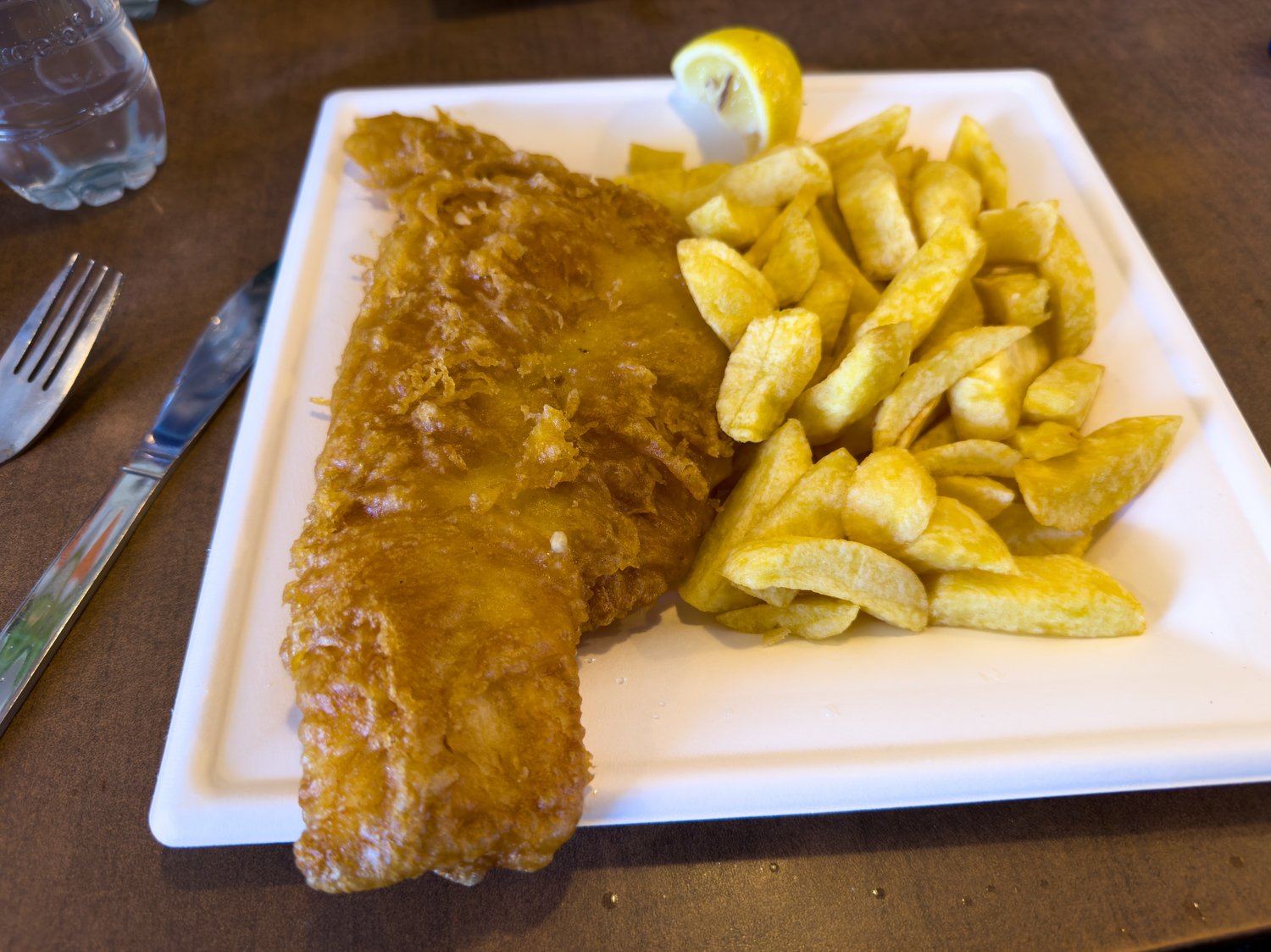 Fish and chips at the Real Food Cafe.
