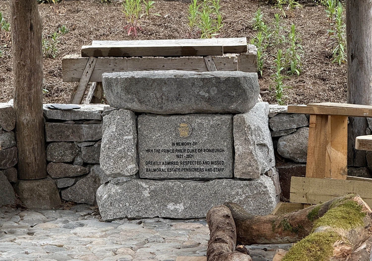 Memorial to Prince Philip, Duke of Edinburg in the Kitchen Garden at Balmoral